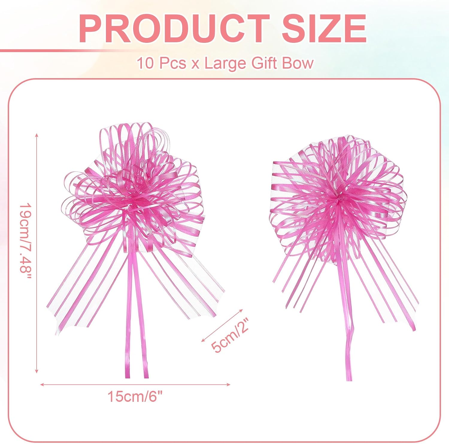 PATIKIL Large Gift Bow 7.5x6 Inch, 10 Pack Pull Bows for Gift Wrapping Present Wedding Valentine's Day Party Birthday Christmas Basket Decoration, Dark Pink
