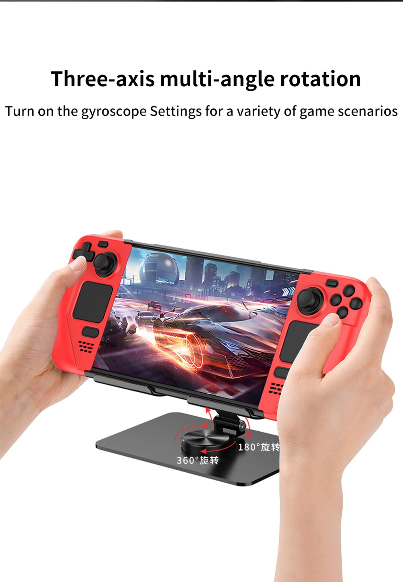 COQUE Funda de consola de juegos de mano para Steam Deck, funda de protección contra caídas, soporte plegable de metal, juego 2 en 1 para juegos móviles Steam Deck-Negro