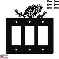 Vista 16 de Pine Cone - Placa de pared para interruptor de luz triple (palanca triple, negro) - Fabricado en Estados Unidos