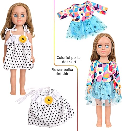 Miniatura 4 de Juego completo de 10 conjuntos de ropa para muñecas de 18 pulgadas, ropa de muñeca dulce y accesorios, incluyendo vestidos de muñeca, trajes de baño