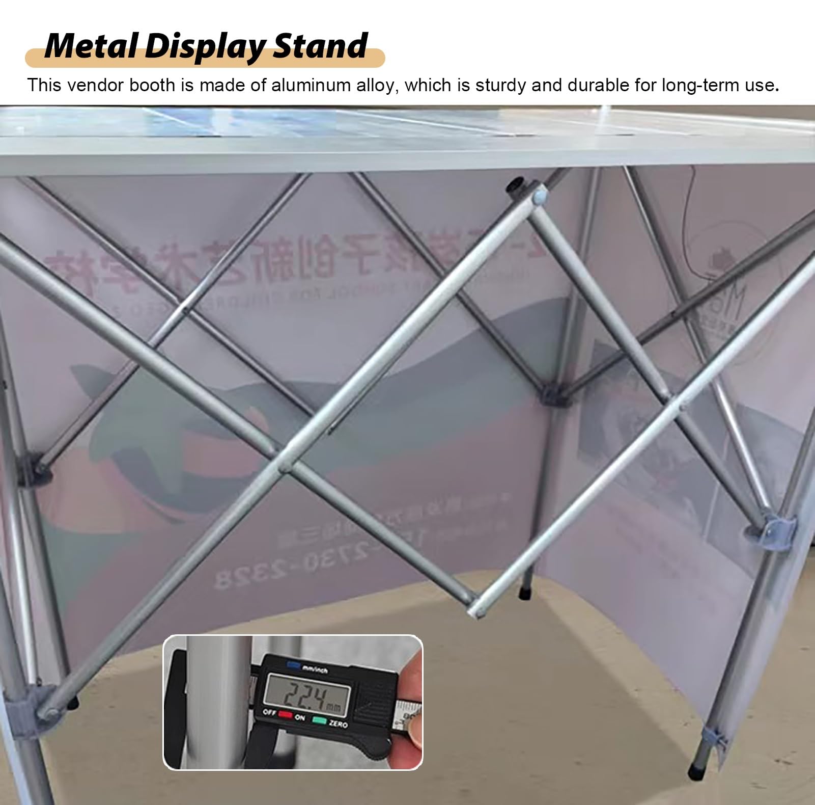 Marktstand Verkaufsstand Aluminium-Lebensmittelstand mit Aufbewahrungstasche, Faltbare Pop-up-Ausstellungsreden Thekenstand, Kommerzielle/Einzelhandel Verkäuferstand Süßigkeiten(L)