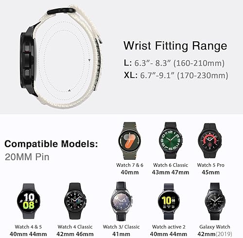 Vista 34 de Nereides Correa compatible con Samsung Galaxy Watch 7 6 5 4 de 1.575 pulgadas, 1.732 pulgadas, Watch 6 4 Classic/Galaxy Watch 5 Pro/Galaxy Watch