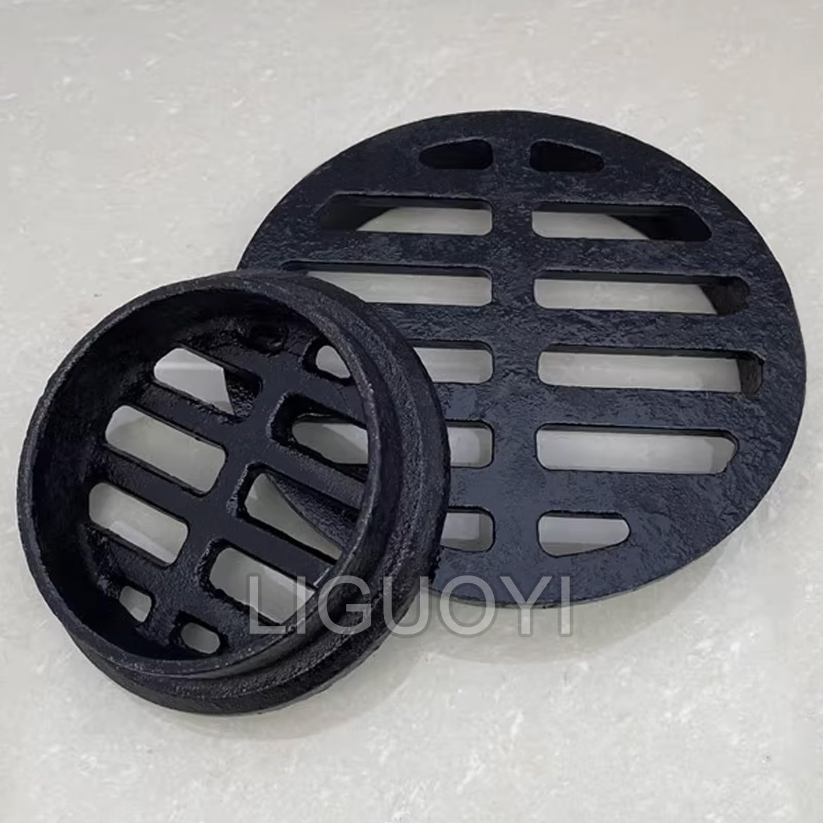 Copertura di scarico in ghisa, griglia rotonda per scarico a pavimento, durevole e facile da installare per cortile, prati, patii, parcheggi