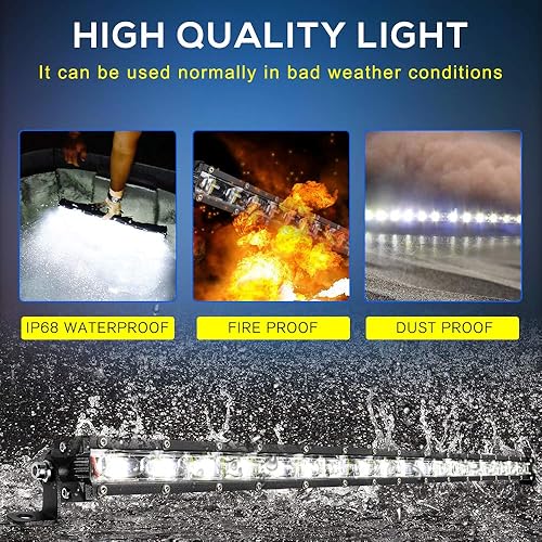 Miniatura 7 de DVISUV - Barra delgada de luz LED de 7 pulgadas, luz de conducción en una sola fila de 18 W con reflectores 6D para luz de trabajo en sendero,