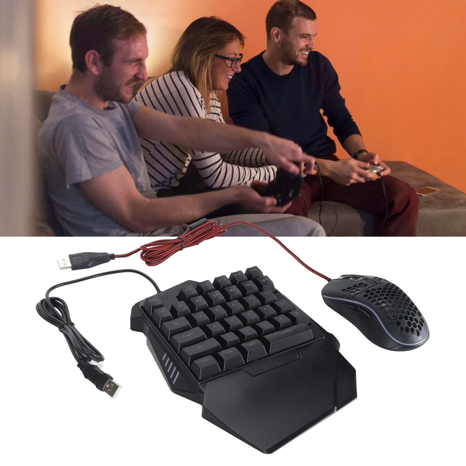 Luocute Keyboard i Myszy Adapter, Klawiatura i Konwerter Myszy z wtyczką Adaptera USB i Odtwarzaj grę Wideo kompatybilną z Wieloma Platformami