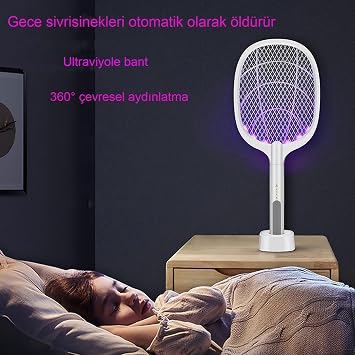 Elektrikli Sivrisinek Kovucu USB Şarjlı 3000V 3 Katmanlı Güvenli Izgara Taşınabilir Böcek Öldürücü