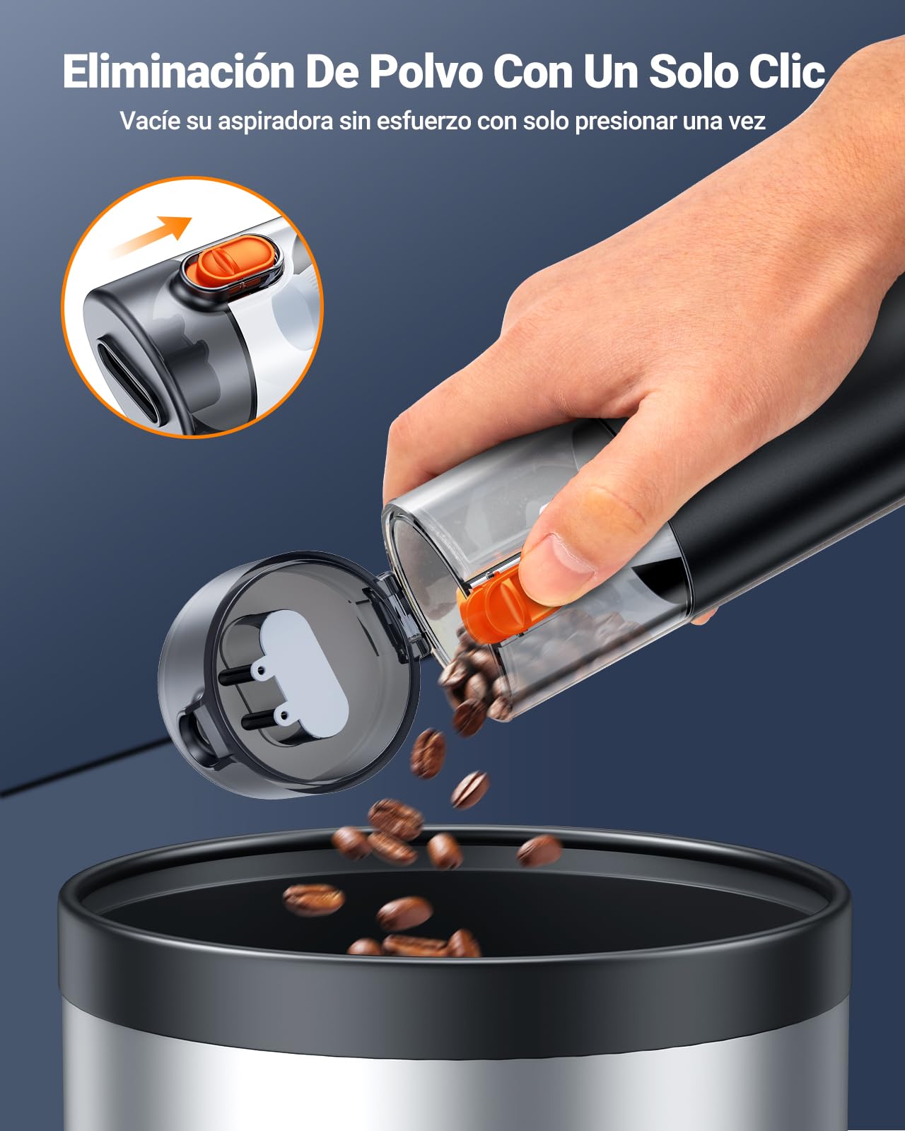 SEALIGHT Aspirador de Mano, 32000Pa Aspirador Sin Cable Potente, Descarga de Polvo con un Solo Toque, Mini Aspirador Recargable con Motor sin Escobillas, Aspirador de Mano Potente