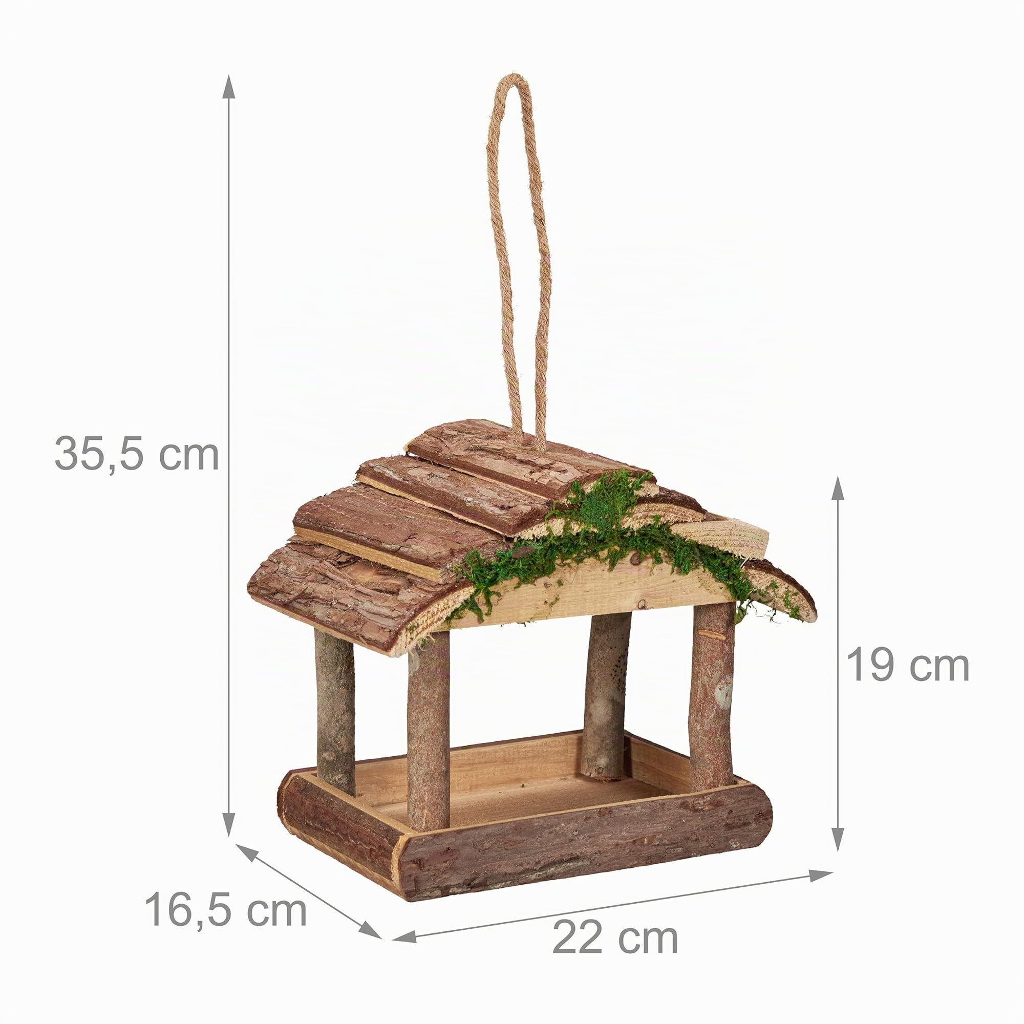 Relaxdays Mangiatoia per Uccelli, Casette in Legno Dispenser di Mangime da Esterno, Decorazione da Giardino, Marrone