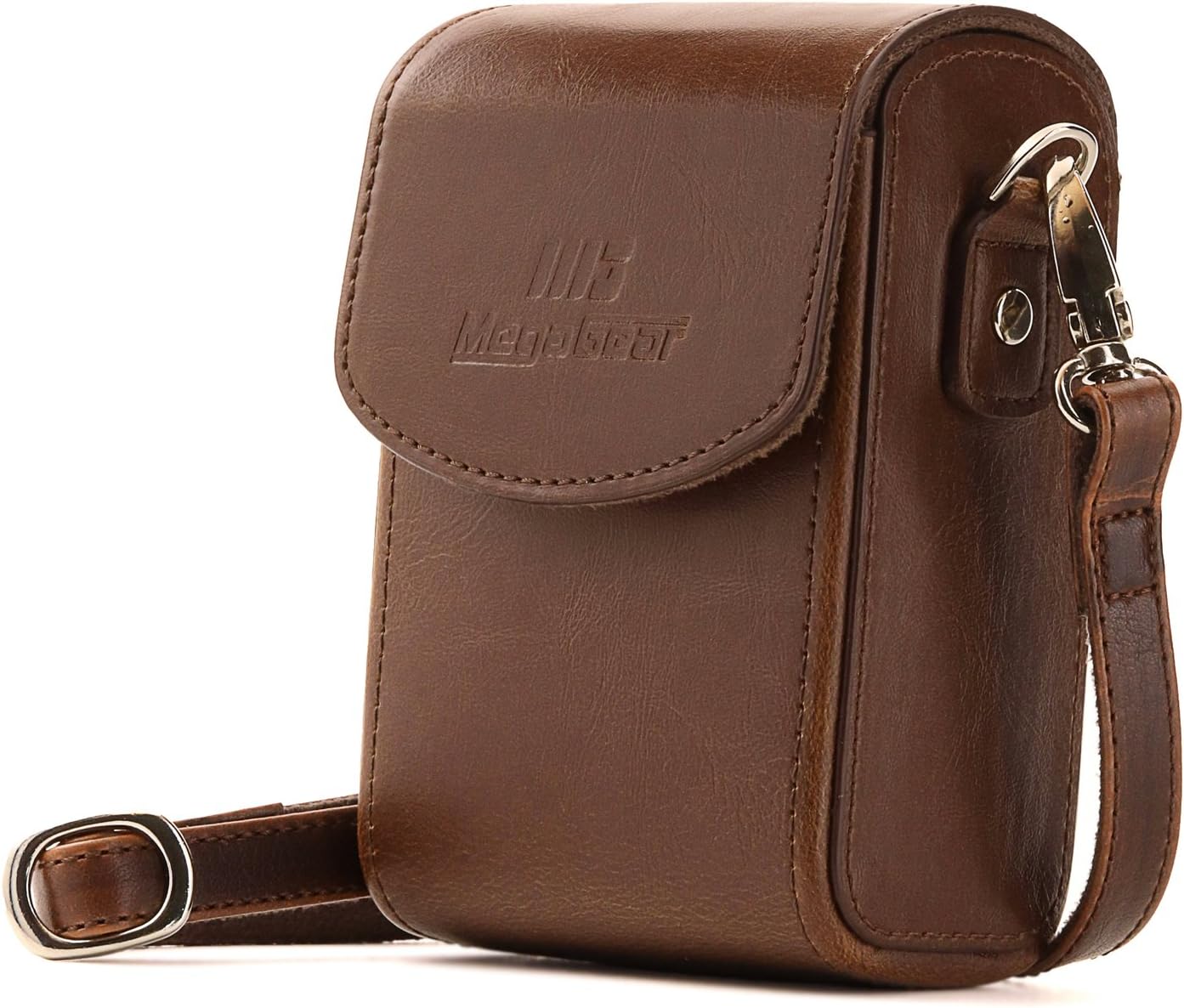 MegaGear Leather Camera Case with Strap, Compatible with Canon PowerShot S120, Nikon Coolpix P340, Panasonic Lumix DMC-ZS50, ZS45, Sony Cyber-shot DSC-RX100 III, IV, V – Brown