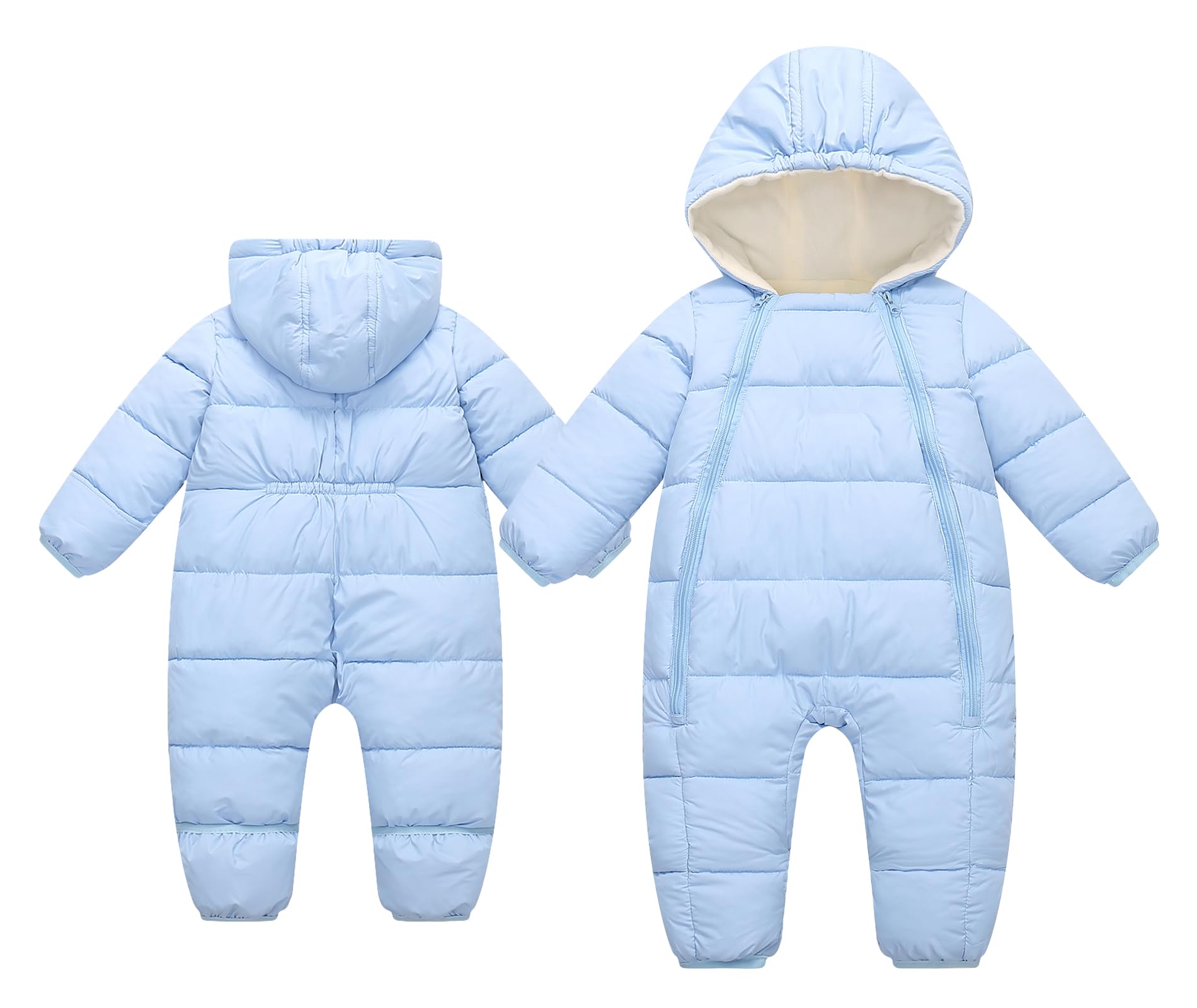 SEAUR Baby Schneeanzüge mit Füßen Winter Overall mit Kapuze Gefüttert Winteranzug Neugeborene Mädchen Jungen Warm Outfits 0-24 Monate