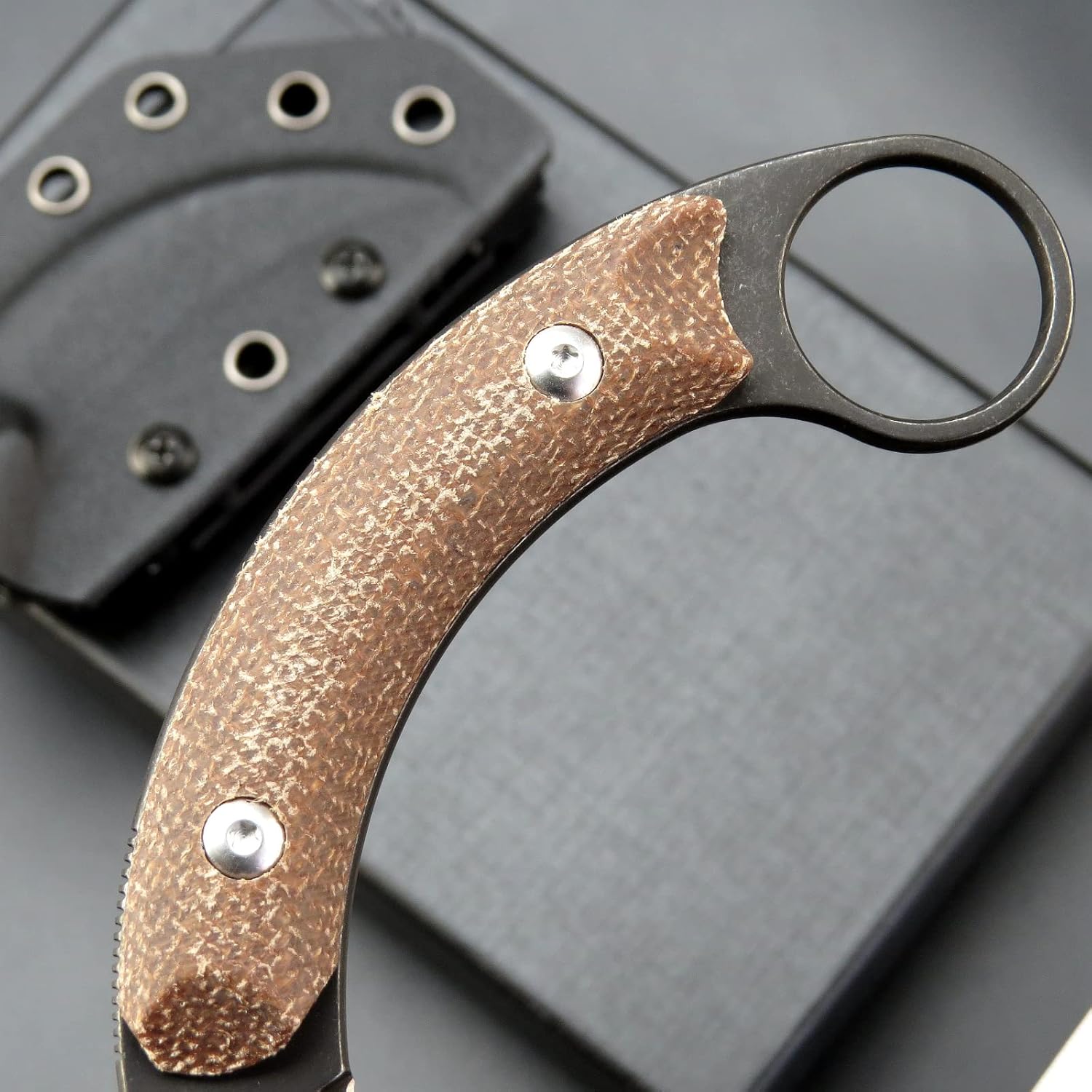 C16901 Fixed Blade Knives D2 Steel Micarta Handle Outdoor Survival Claw Knife,Camping EDC Tools, Kydex Sheaths(Brown)
