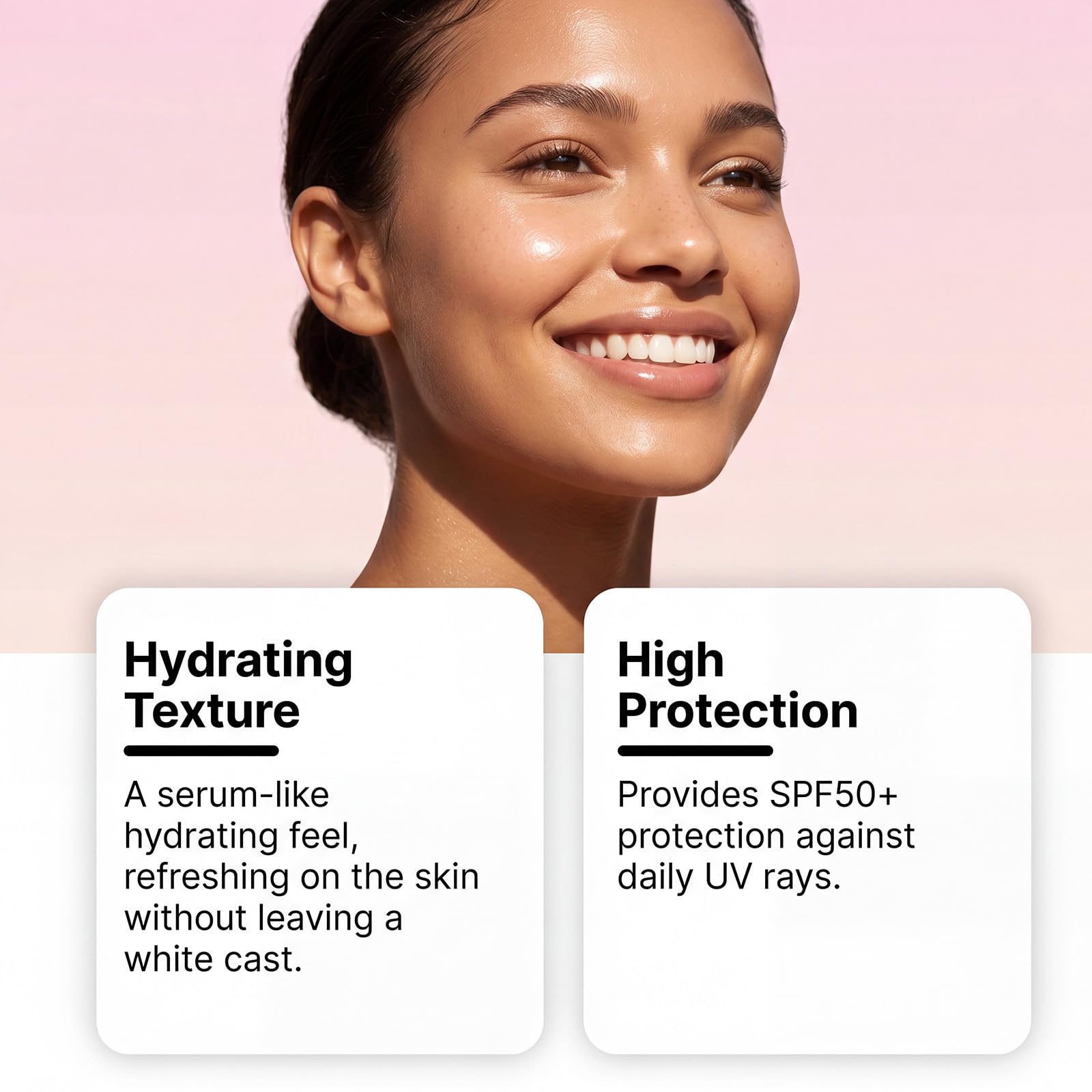 Crème Solaire Hydratante PDRN No Cast SPF50+ PA++++, Fluide Solaire Visage Non Grasant sans Effet Blanc, Protection UVA/UVB Longue Durée, Crème Solaire Légère Hydratante pour Peaux Sensibles, 50g