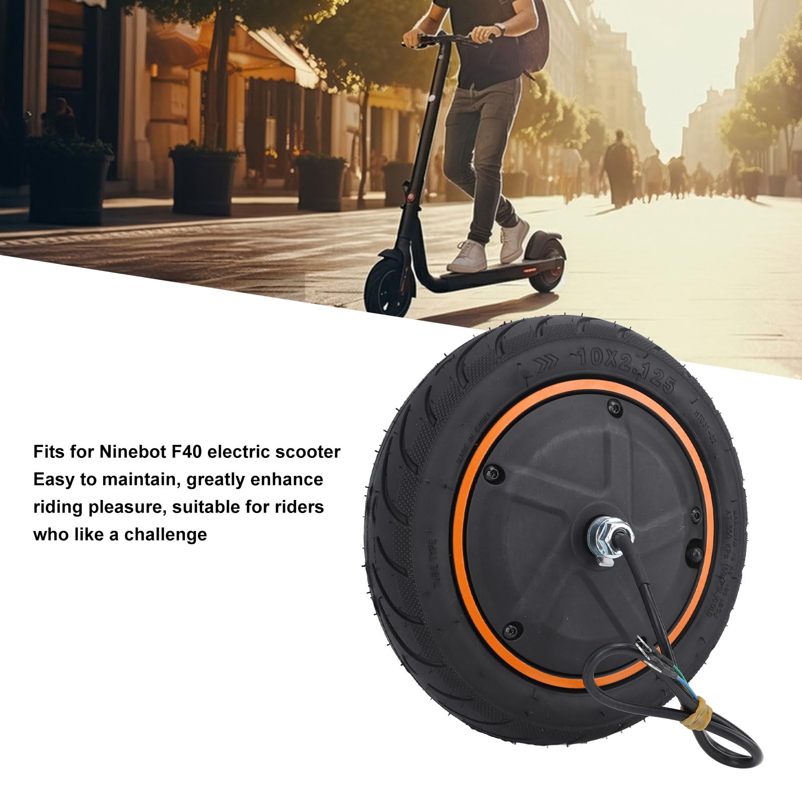 BuyWeek Pneumatico Gonfiabile del Motore, 36V 400W Motore della Ruota Motrice in Lega di Alluminio Motore per Scooter Elettrico per Ninebot F40