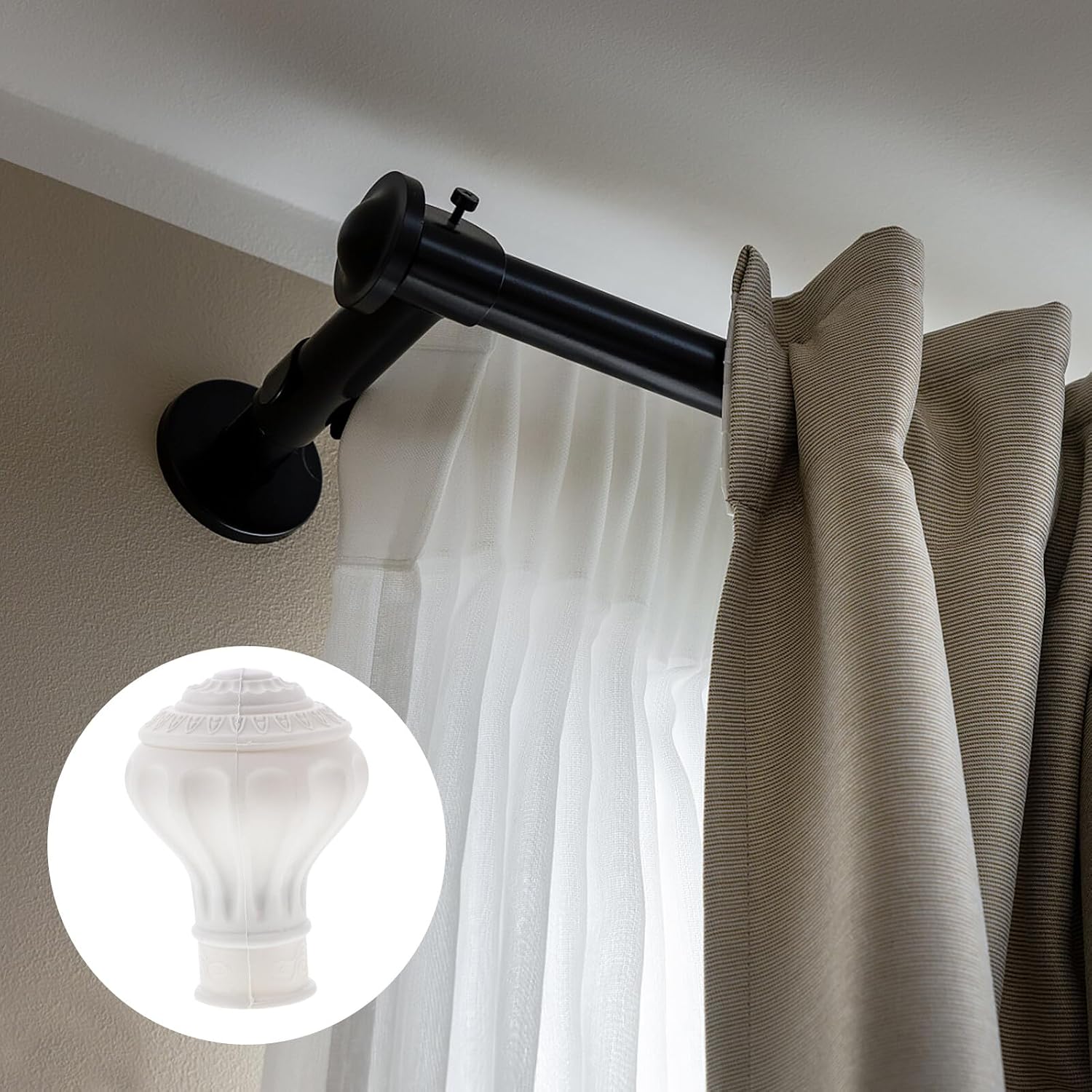12pcs Plastic Curtain Finials Decorative Rod Ends Window Curtain Accessories Easy Install End Caps for Home Rod