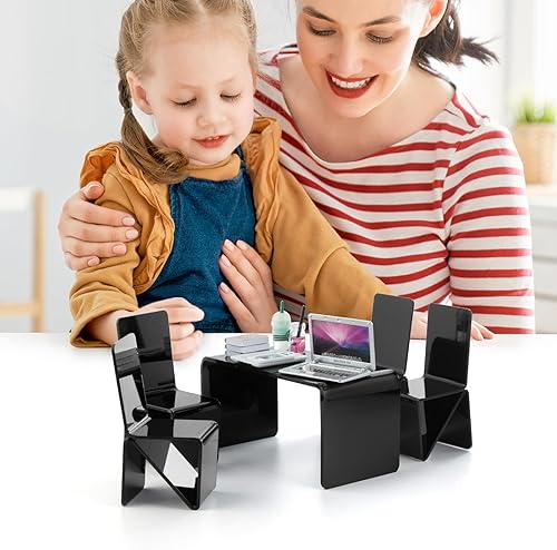 Miniatura 6 de YOUHORYA 16 Uds. Miniatura Portátil Computadora Tableta de Juguete Teléfono Almohadilla de Teléfono y Jugo de Café Muñeca Accesorios Mini Sillas y