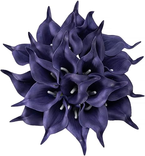 Crafjie 22 flores moradas artificiales de seda de lirio de 13.4 pulgadas para decoración del hogar para flores de primavera, cocina del hogar,