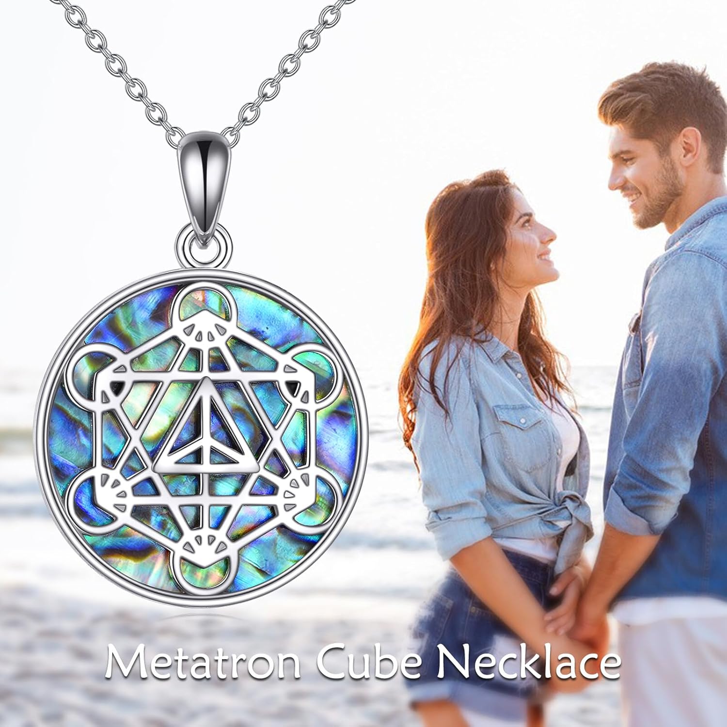 KZX Metatron Cube Necklace 925 Sterling Sliver Sacred Geometry Necklace Seals of Archangel Angel Pendant Necklace Flower of Life Jewelry Birthday Gifts for Men Women Christmas - Image 3