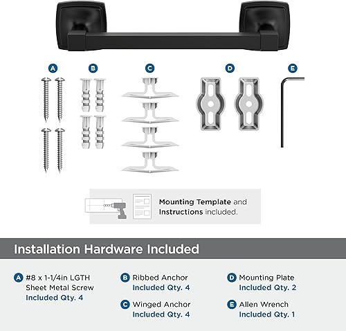Vista 168 de Amerock Toallero negro mate – 7-9/16 pulgadas (7.559 in) de longitud – Soporte para toallas de baño y cocina Mate negro