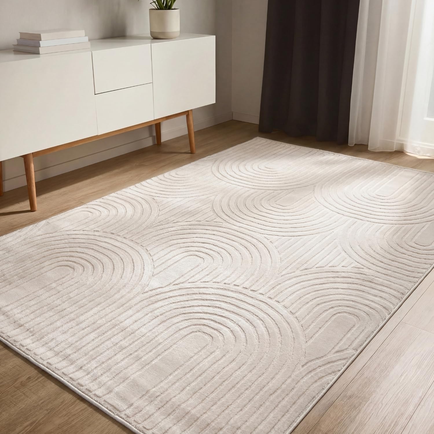 benuta Basic Dywan salon Claire - Kremowy 240x340 cm - Minimalistyczny geometryczny retro - Łatwy w czyszczeniu - Odpowiedni na ogrzewanie podłogowe