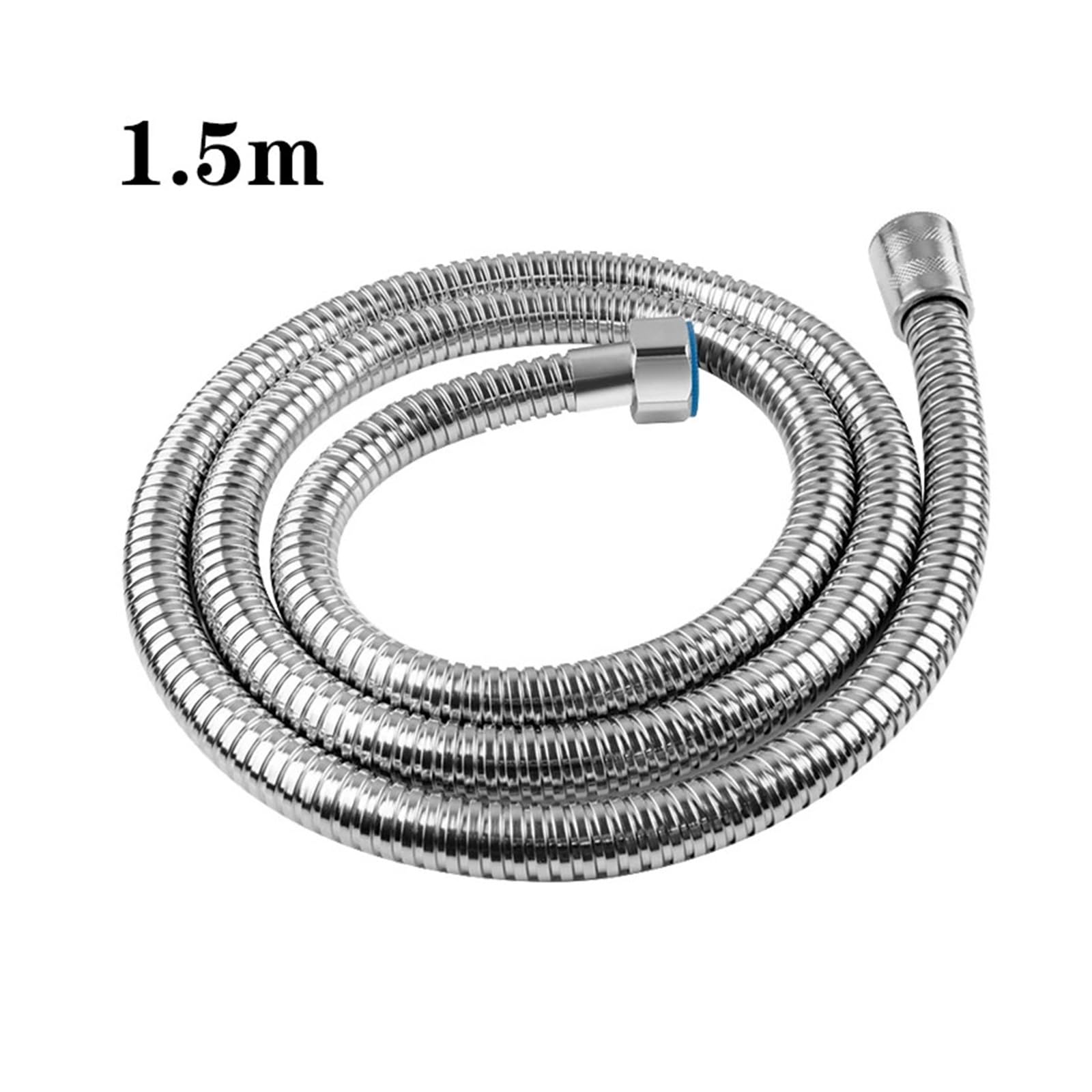 Manguera de ducha de acero inoxidable de 1,5 m, tubo flexible de fontanería de 1,27 cm, tubo elástico negro y plateado para accesorios de inodoro y baño