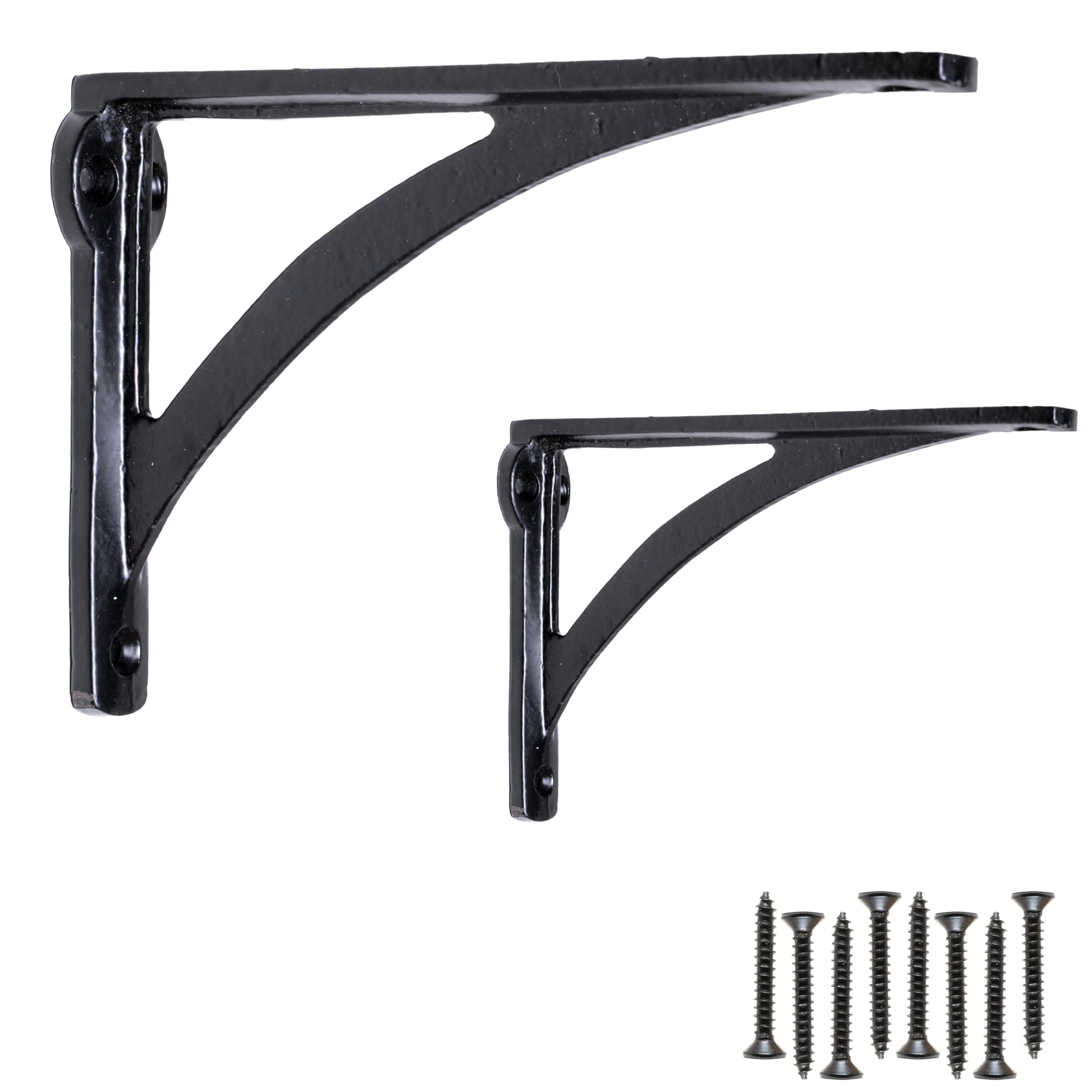 EDUWURXS Ironbridge Cast Iron Black Shelf Brackets | Heavy Duty Wall Brackets for Shelves | Rustic Supports for Kitchen, Living Room & Outdoor | 4x5.5 (Pack of 2)
