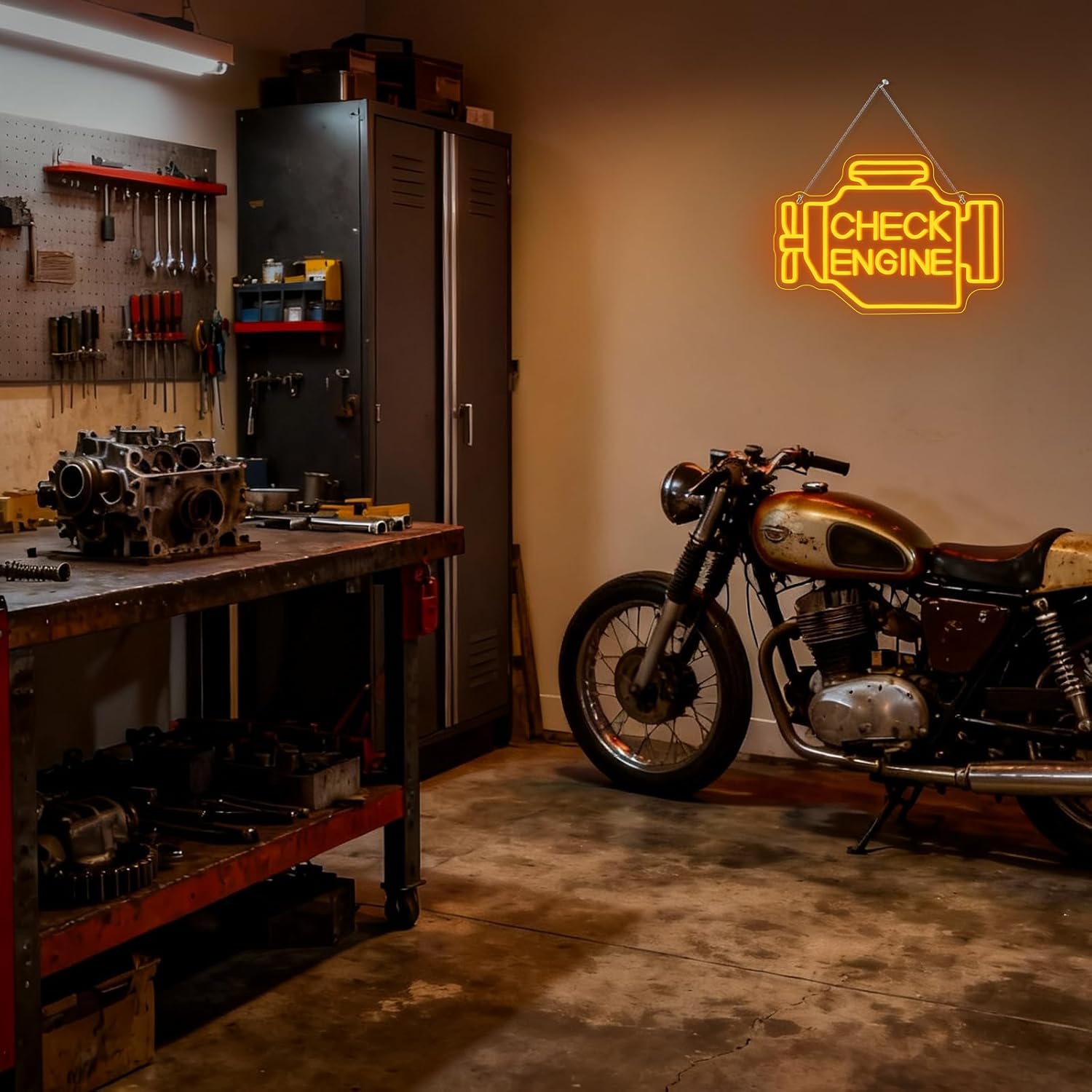 Horseneon Check Engine Neon Sign Neon Light Sign Man Cave Decor Led Garage Wall Art Auto Repair Shop Workshop Decor Garage Accessories for Man Gifts for Car Guys Mechanics - Image 3