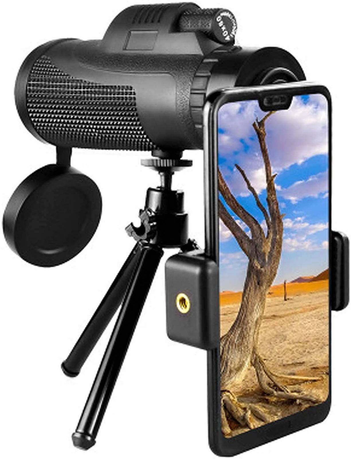 Przenośny monokular 40x60 High Definition BAK4 pryzmat monokularowy, wodoodporny, odporny na zaparowanie, luneta z uchwytem na smartfon, statyw do dzikiej przyrody i ptaków