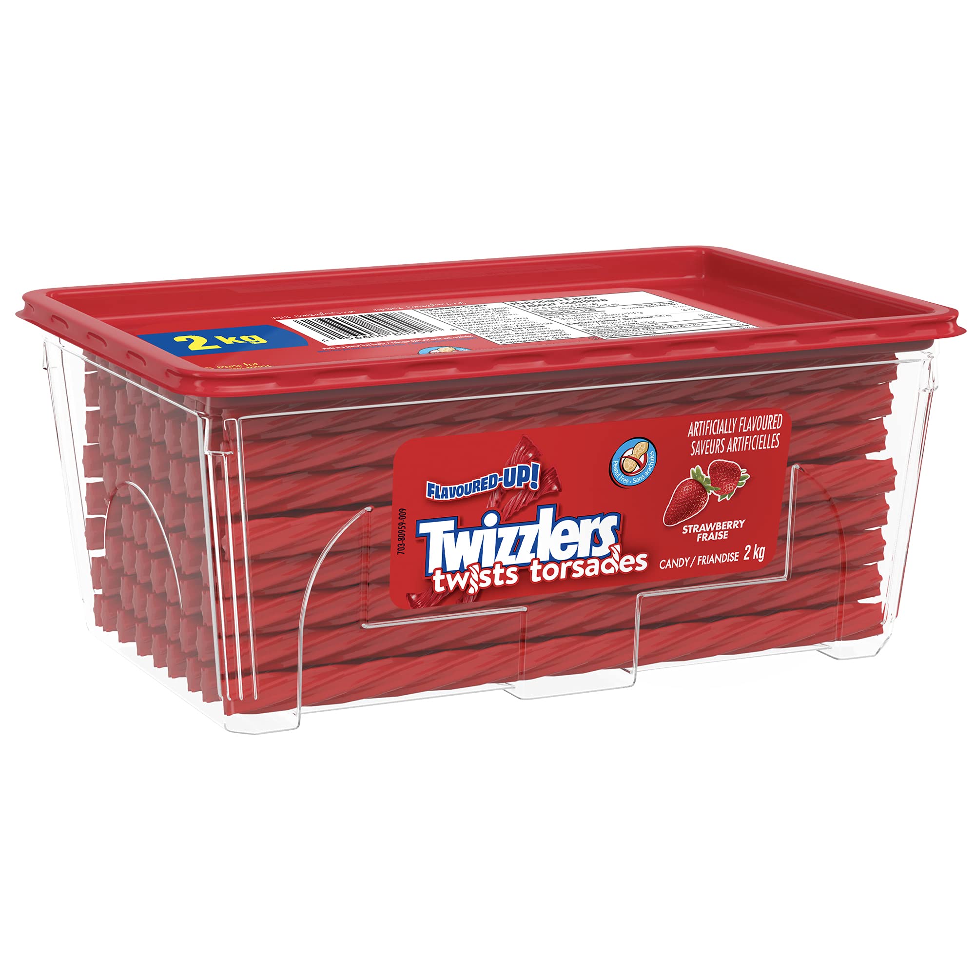 TWIZZLERS Strawberry Licorice Twists Candy, Bulk Candy to Share, Bulk Tub, 2kg Snack Sized Assorted Candy - Online Exclusive - 2 kg (Pack of 1)