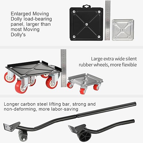 Miniatura 4 de Carrito de muebles de servicio pesado - Movers de muebles con 5 ruedas giratorias de 360, juego de herramientas de elevación de muebles, adecuado