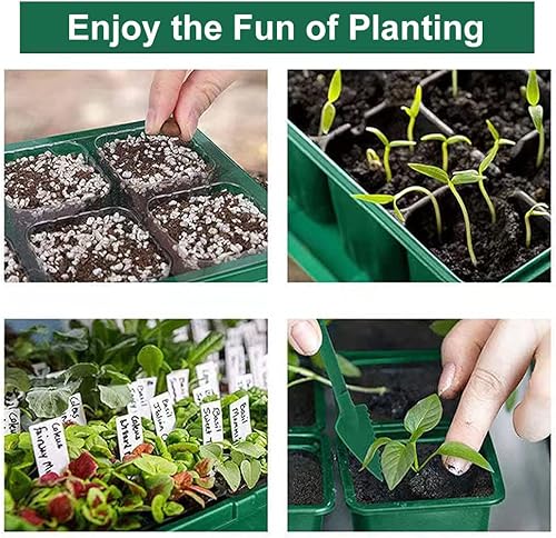 Miniatura 6 de Paquete de 5 bandejas de inicio de semillas, mini propagador de germinación de plantas con cúpula de humedad ajustable y base bandejas de cultivo de