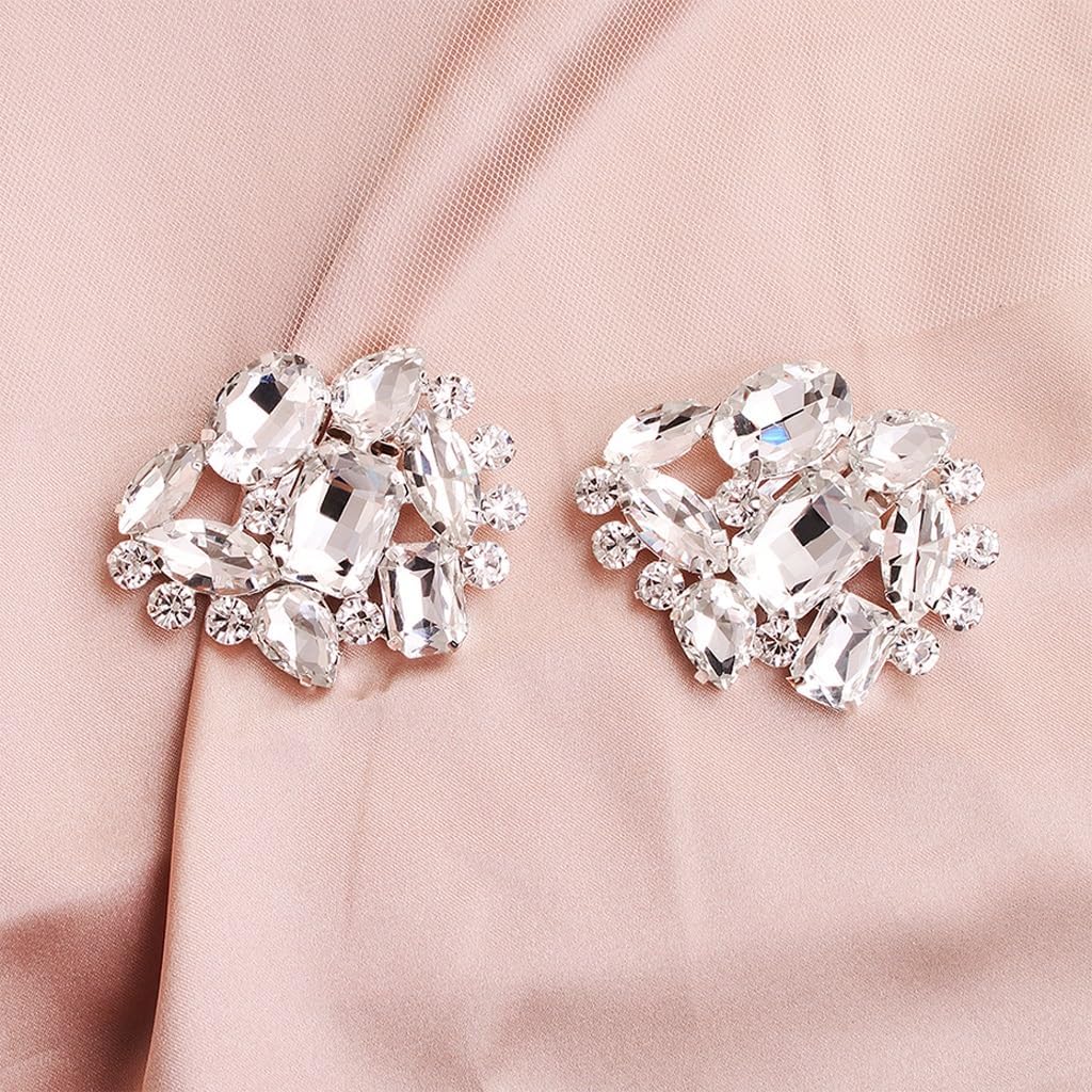 JJZXD 女性靴バックルスクエアラインストーンブライダルアクセサリージュエリーウェディングクリップ花嫁のための