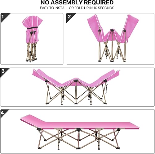 Miniatura 4 de MoNiBloom Catre de dormir plegable para adultos, fácil de instalar, portátil y ligero, catre de campamento para acampar al aire libre, descansar y