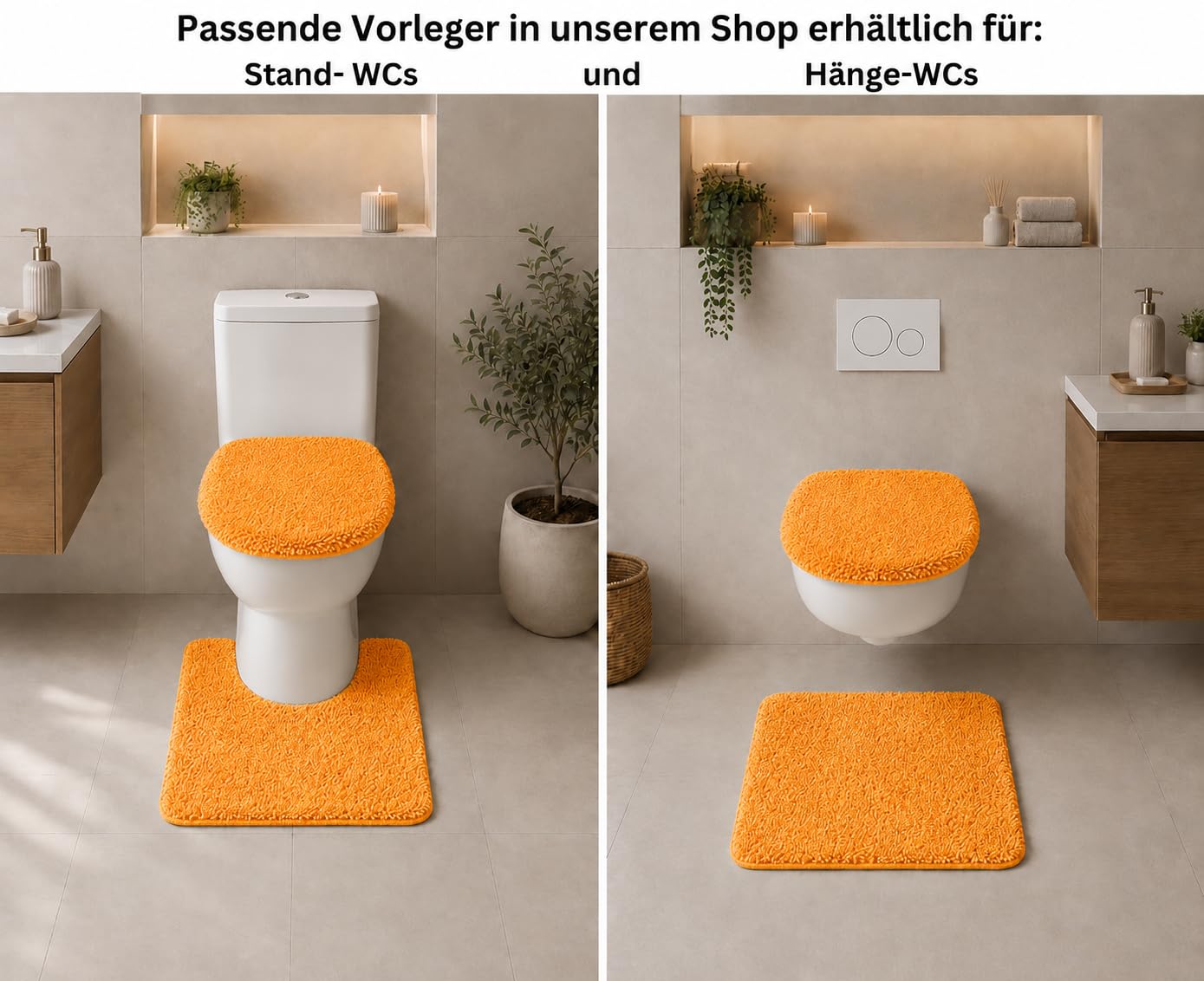 Brandsseller WC Deckelbezug 38x48 cm Ausschnitt aus weichem Mikrofaserstoff Toiletten Sitzbezug für Optimalen Komfort und Stil-Orange
