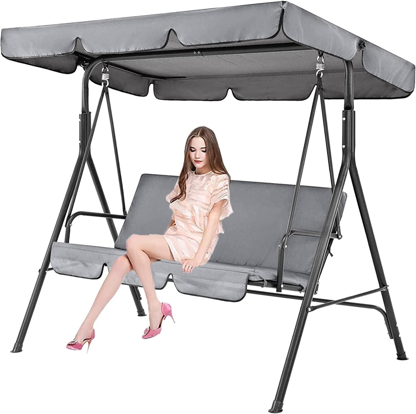 Toit de rechange balancelle contre la pluie : toile de rechange 210D anti-UV et housse