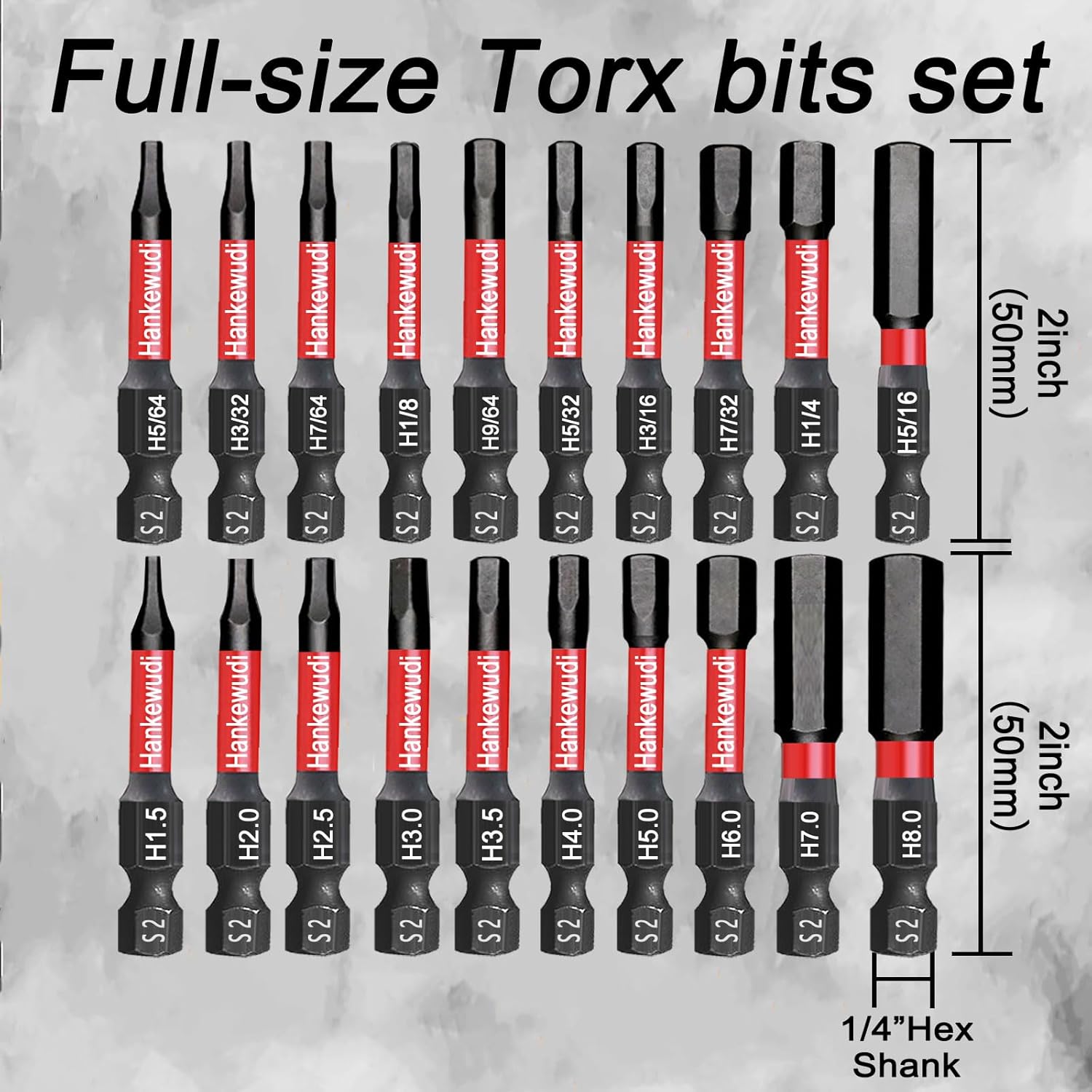 21 Piece Impact Hex Head Allen Wrench Drill Bit Set, CNC Machined S2 Steel Magnetic (Metric & SAE) 1/4" Hex Shank Hex Bits Set For 2 Inch Lengths, with 2.36" Bit Holder & Rugged Storage Box