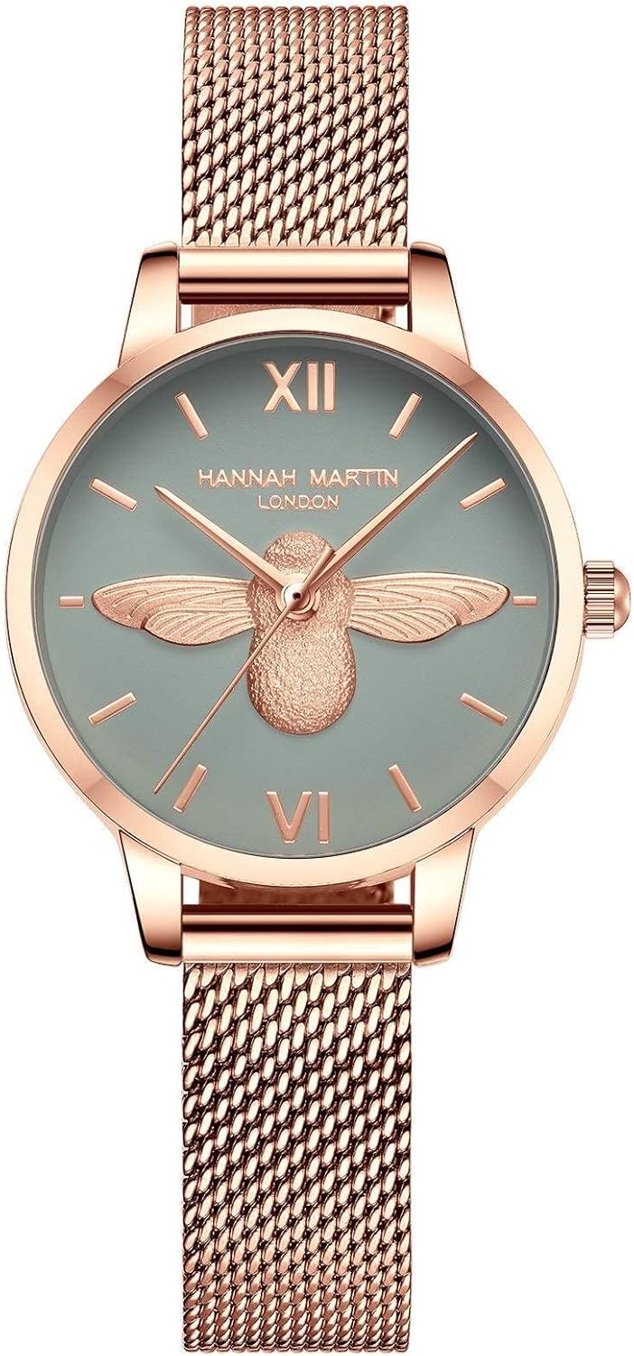 Fawoonu Fashion 3D Gold Bee Women Watch Ladies Luxury Dress Bee Bracelet Set Stainless Steel Mesh Band able Packing for Women Girl