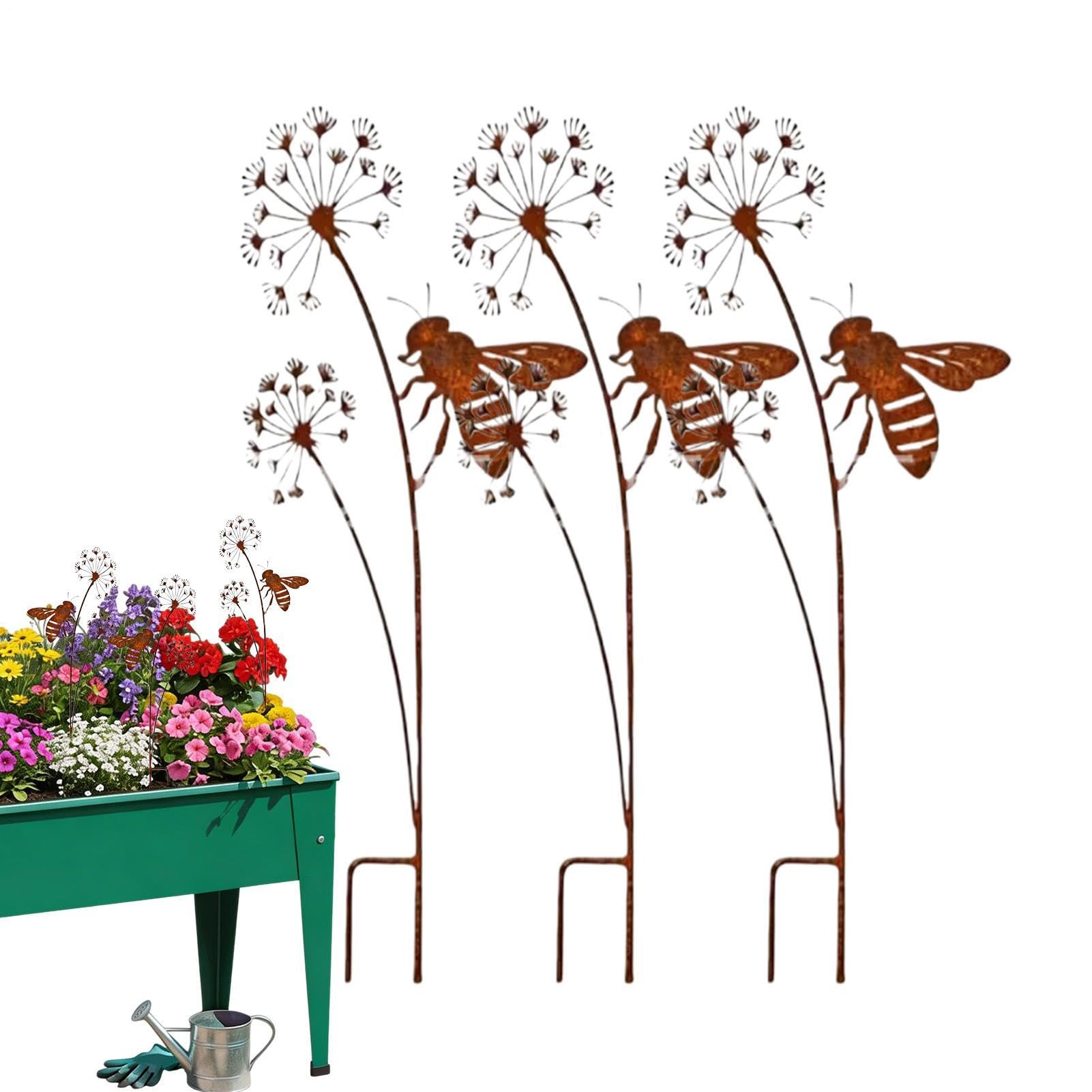Piquets métalliques décoratifs abeilles pour enseigne de jardin et passerelle paysagère