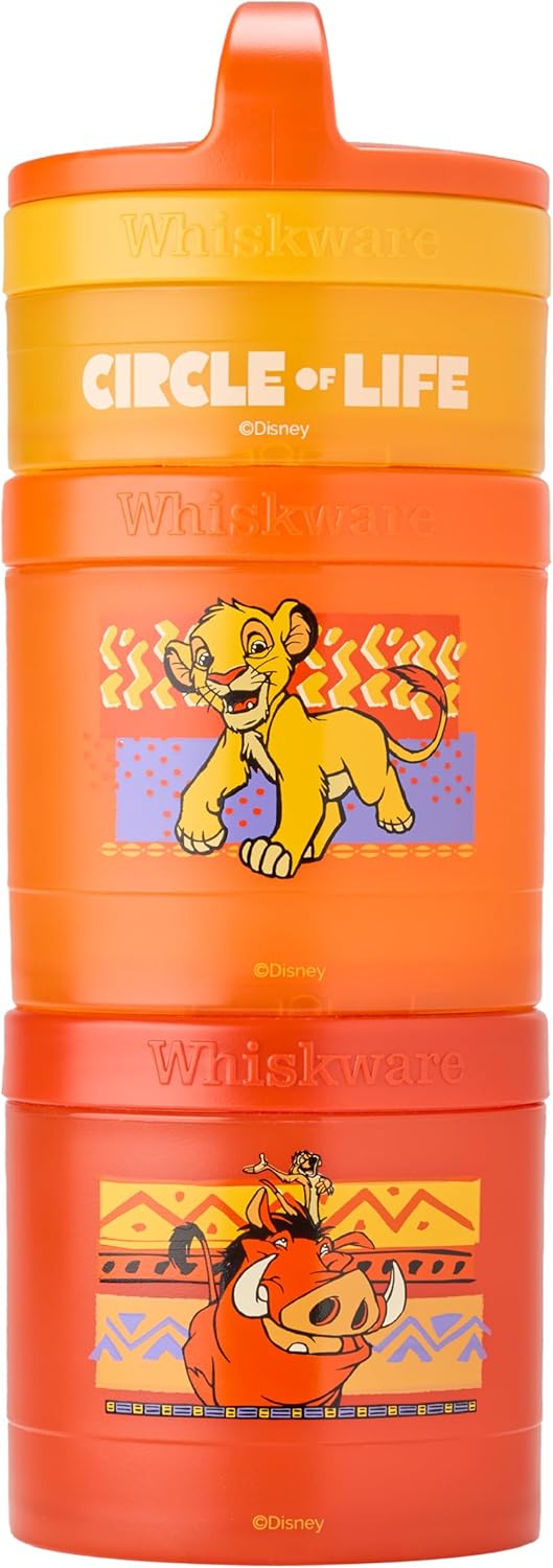 Whiskware Disney Princess Stackable Snack Containers for Kids and Toddlers, 3 Stackable Snack Cups for School and Travel, Frozen Elsa, Anna, Olaf, and Bruni (Pack of 2)