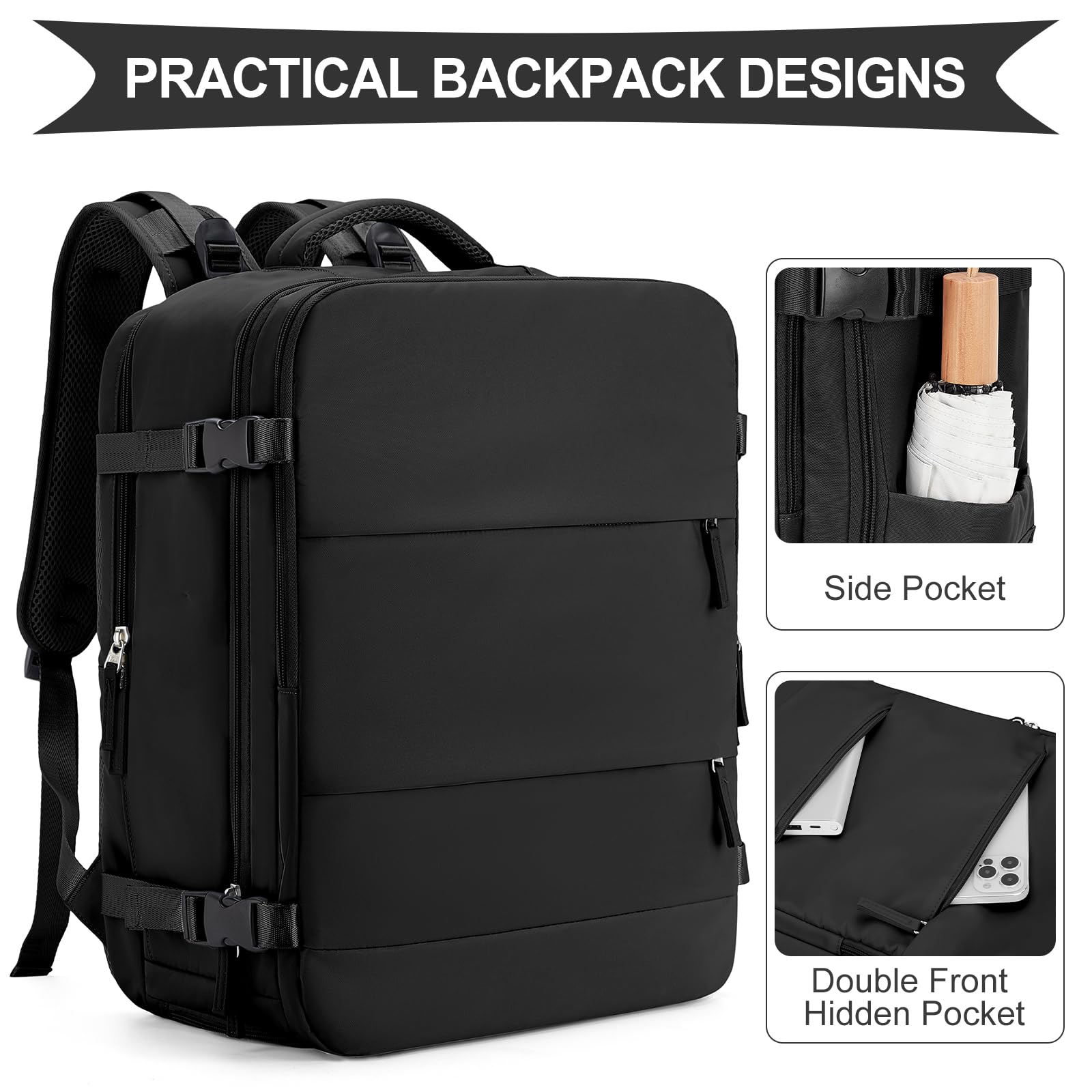 SZLX Zaino Ryanair 40x20x25 Donna Zaino da Viaggio 40x30x20 Sottovuoto con pompa Bagaglio a Mano Sottovuoto Uomo Borse da Cabina 45x36x20 Easyjet con scomparto per scarpe per Laptop da 14 Pollici