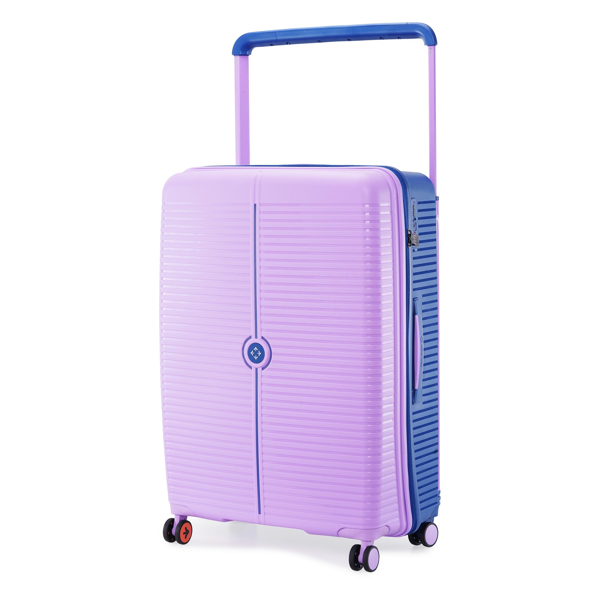 Dubai TSA Lock Hard-Sided Polypropylene Wide Telescopic Handle 8 Wheels Double Spinner Check-in Luggage Lavender Navy Blue 28 inch |75cm Trolley Bag|Large Check-in Luggage