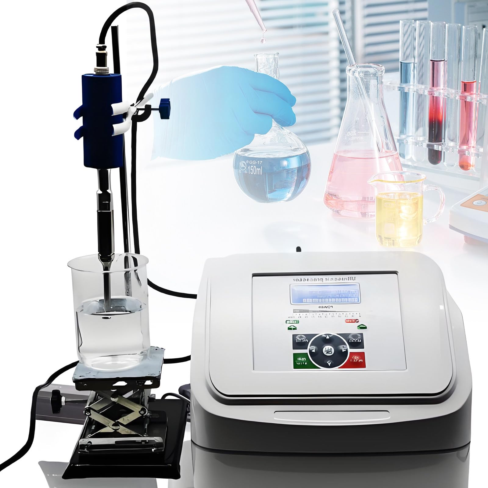 Ultraschall-Prozessor, Zelldisruptor-Mischer, Labor-Dispergier-Emulgator, höhenverstellbarer Ständer/Handheld, für Zellhomogenisierung Emulgierung & Dispergierung 2mm