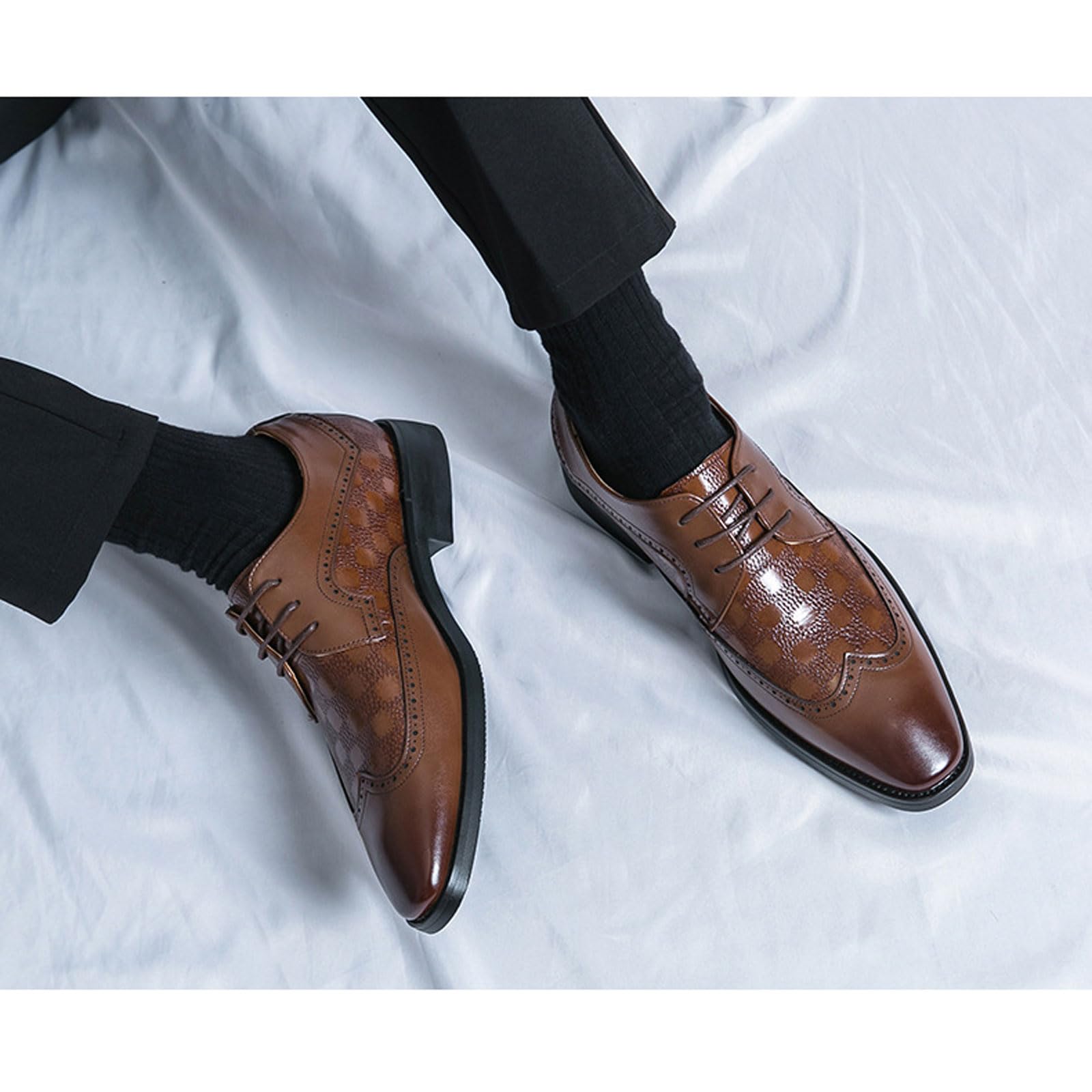 Scarpe da Lavoro retrò da Uomo Comode Classiche Stringate Oxford Derby