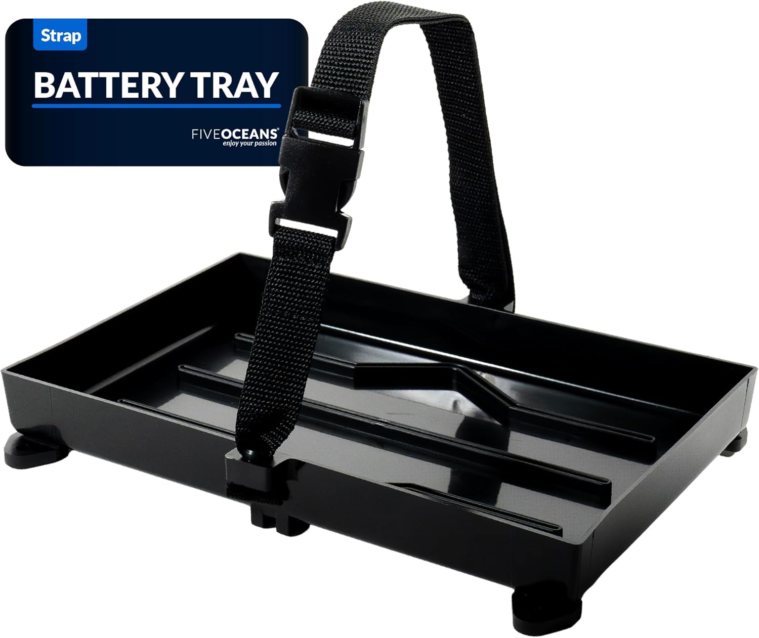 Five Oceans Marine Boat Battery Tray with Hold-Down Strap for Group 24 Boat Batteries - FO-2360