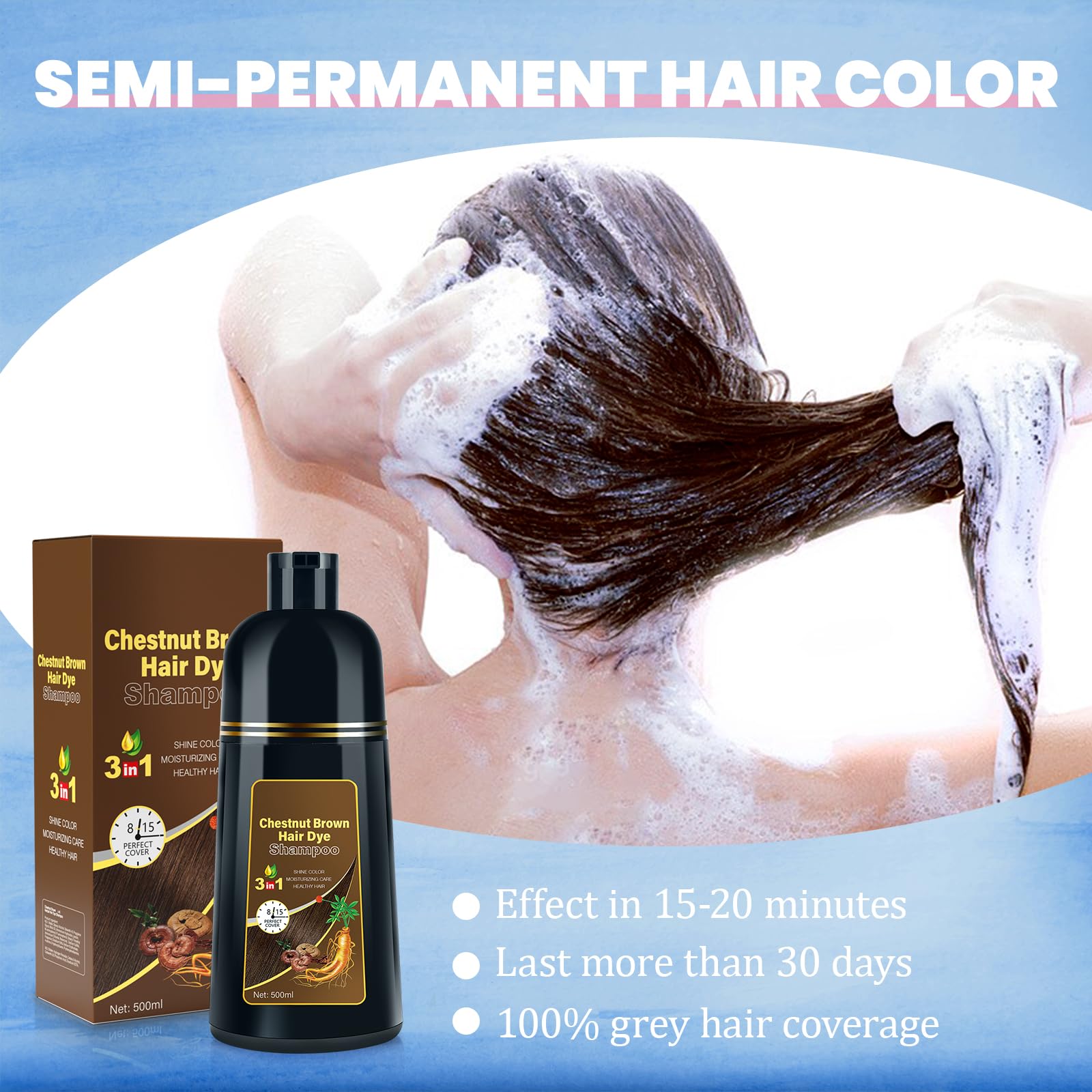 Amazon.com : Kaisasa Chestnut Brown Hair Dye Shampoo 3 in 1 and VC