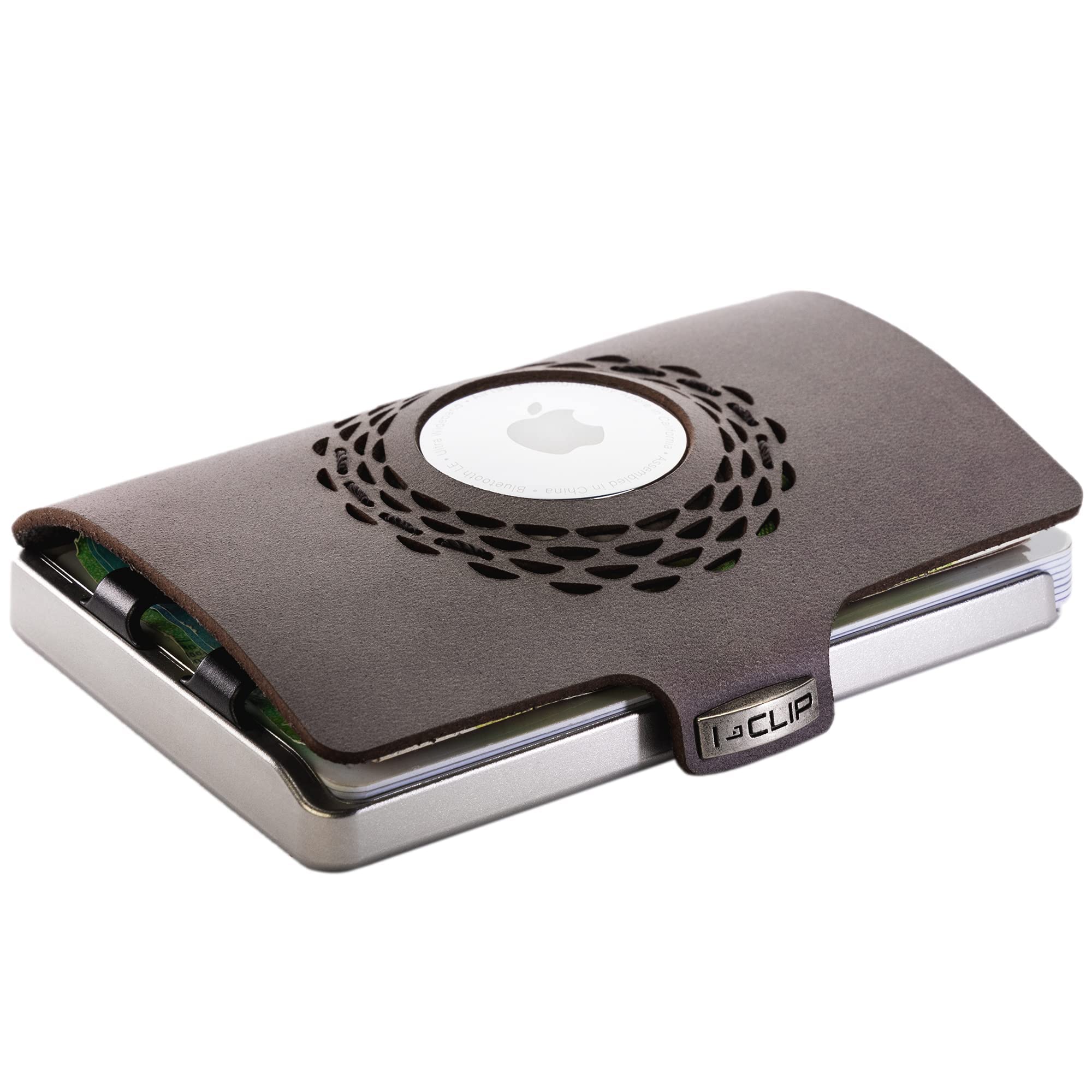 I-CLIP Acero Inoxidable para Apple AirTag con Clip de Dinero Intercambiable - Billetera Delgada- Billetera Compatible para Apple AirTag - Acero Satinado Gris Urbano