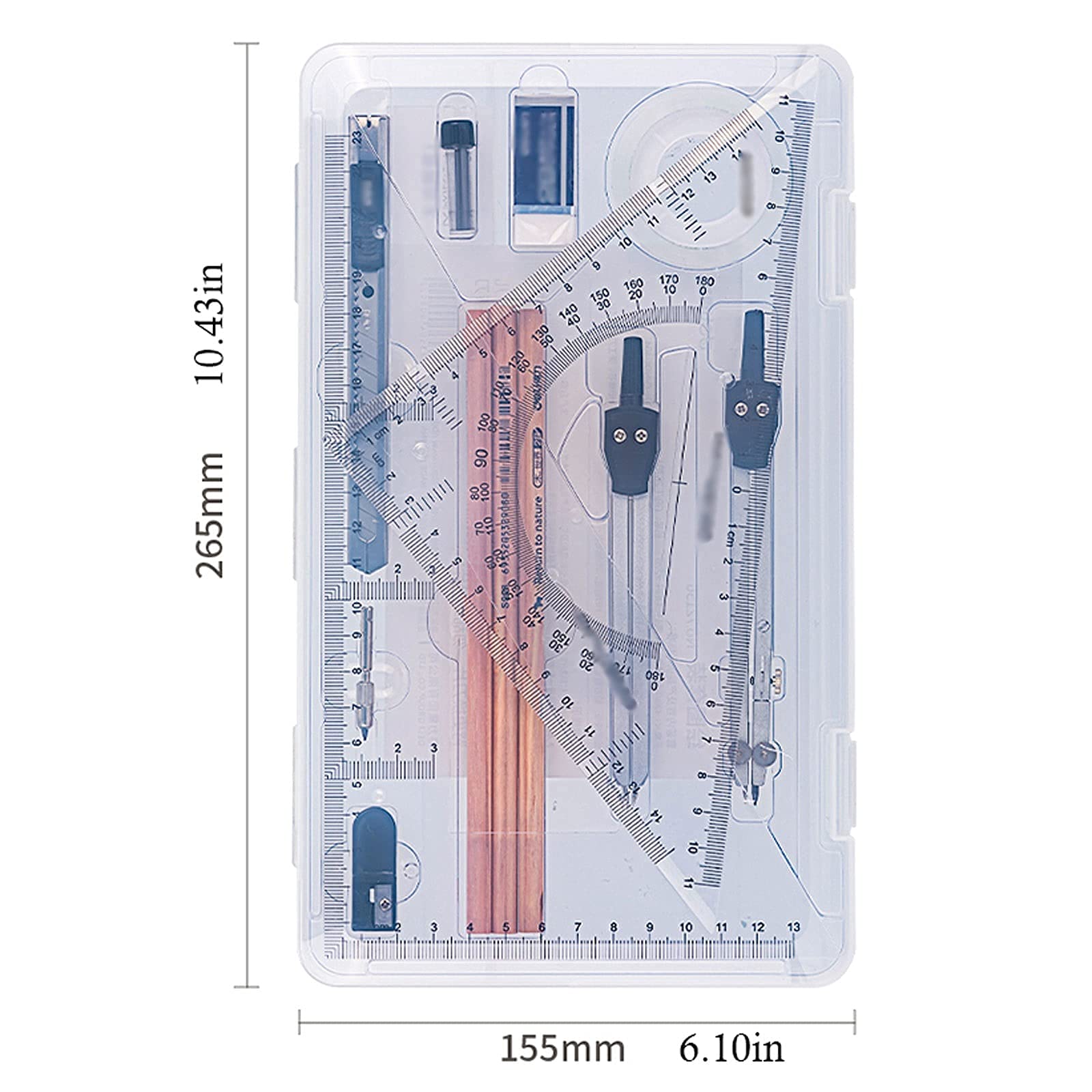 16-teiliges Zirkel-Set, mathematisches Geometrie-Werkzeug-Set mit Minen-Nachfüllungen, Winkelmesser-Set, ideal für die Schule, Zuhause und das Büro, Geometrie-Set