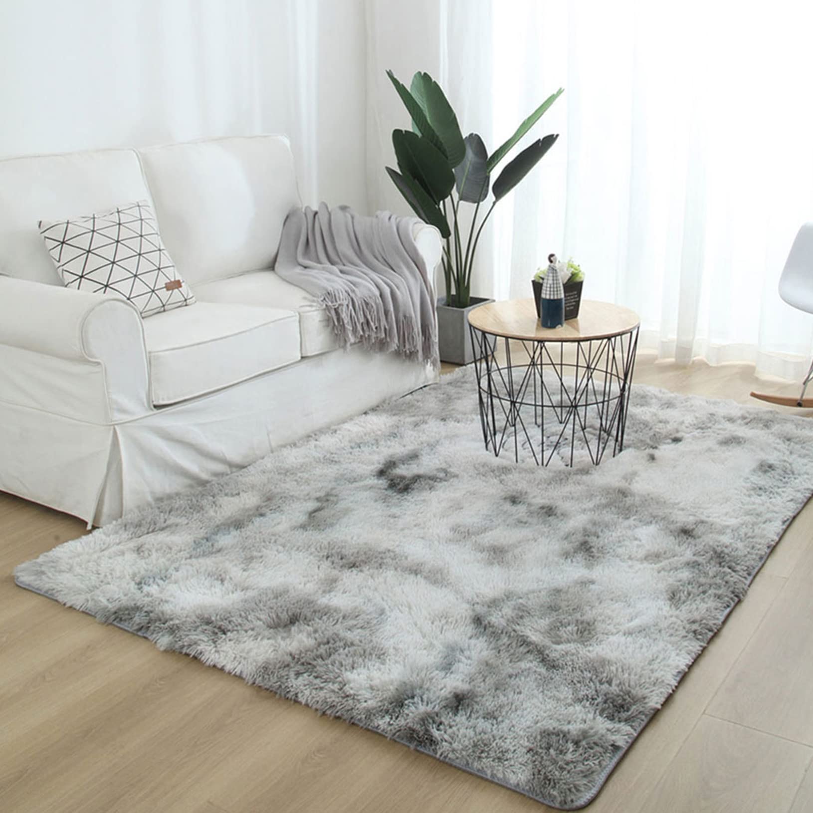 Chbin Light Gray Fluffy 100X100cm Living Room Rug Extra Large Washable Carpet Floor Mats Non Shedding For Bedroom Living Kids Dining Dorm Indoor,