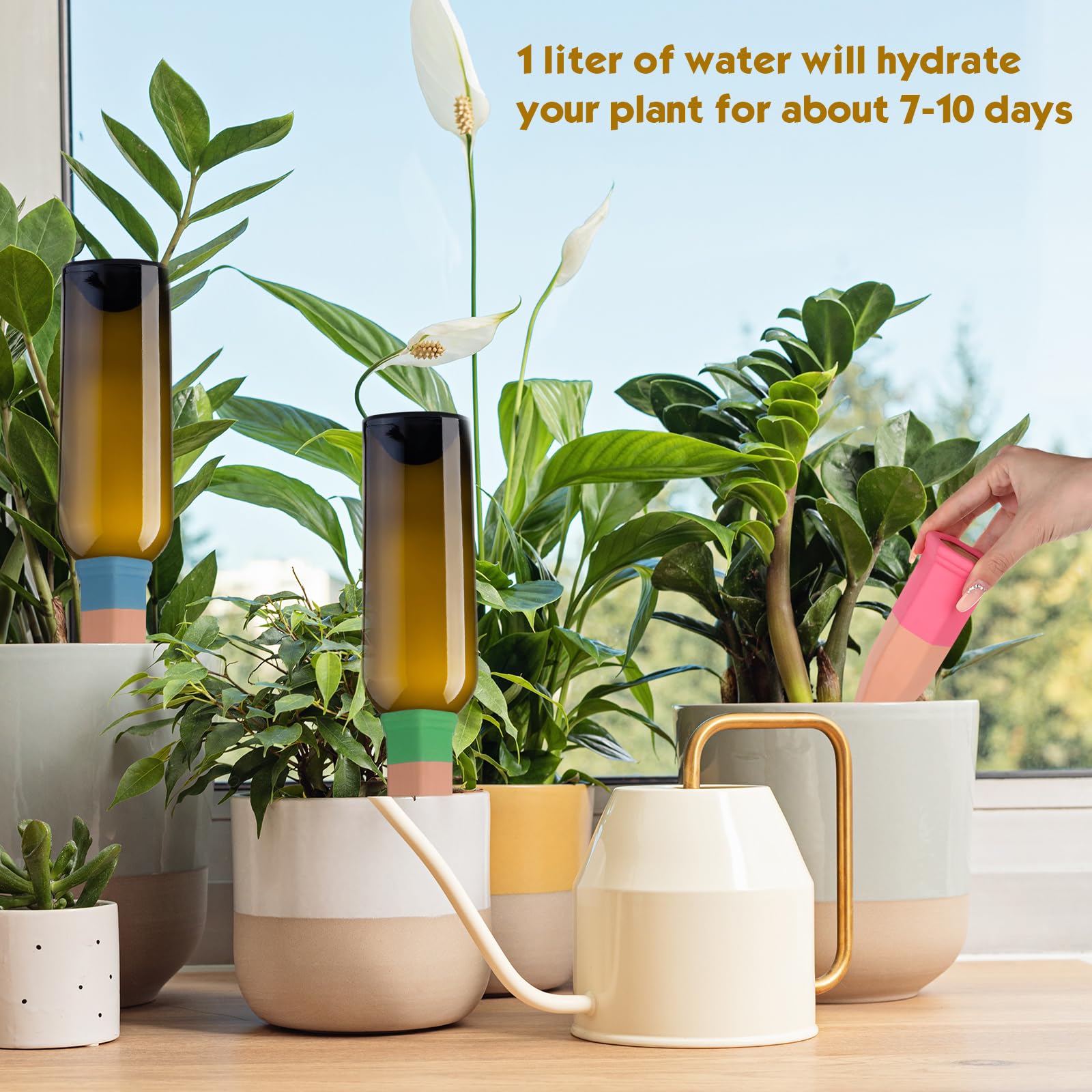 Lot de 10 piquets d'arrosage automatique en terre cuite pour plantes d'intérieur ou d'extérieur (multicolore, 10 pièces)