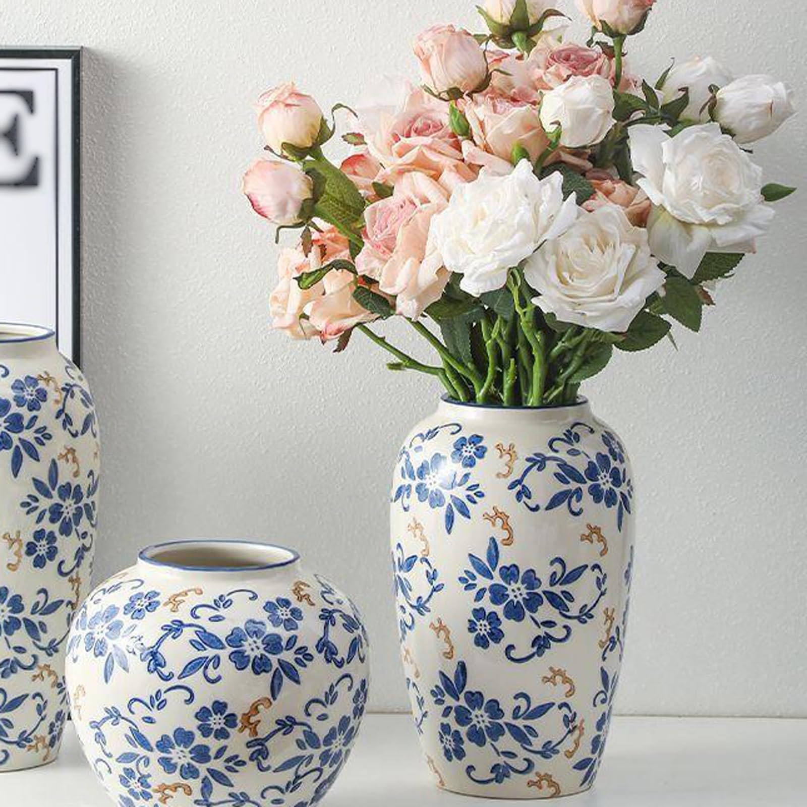 Jarrón Decorativo Jarrón de cerámica Entrada Retro Porcelana Azul y Blanca China, Adornos decoración for el hogar la Sala Estar para Decorar el hogar