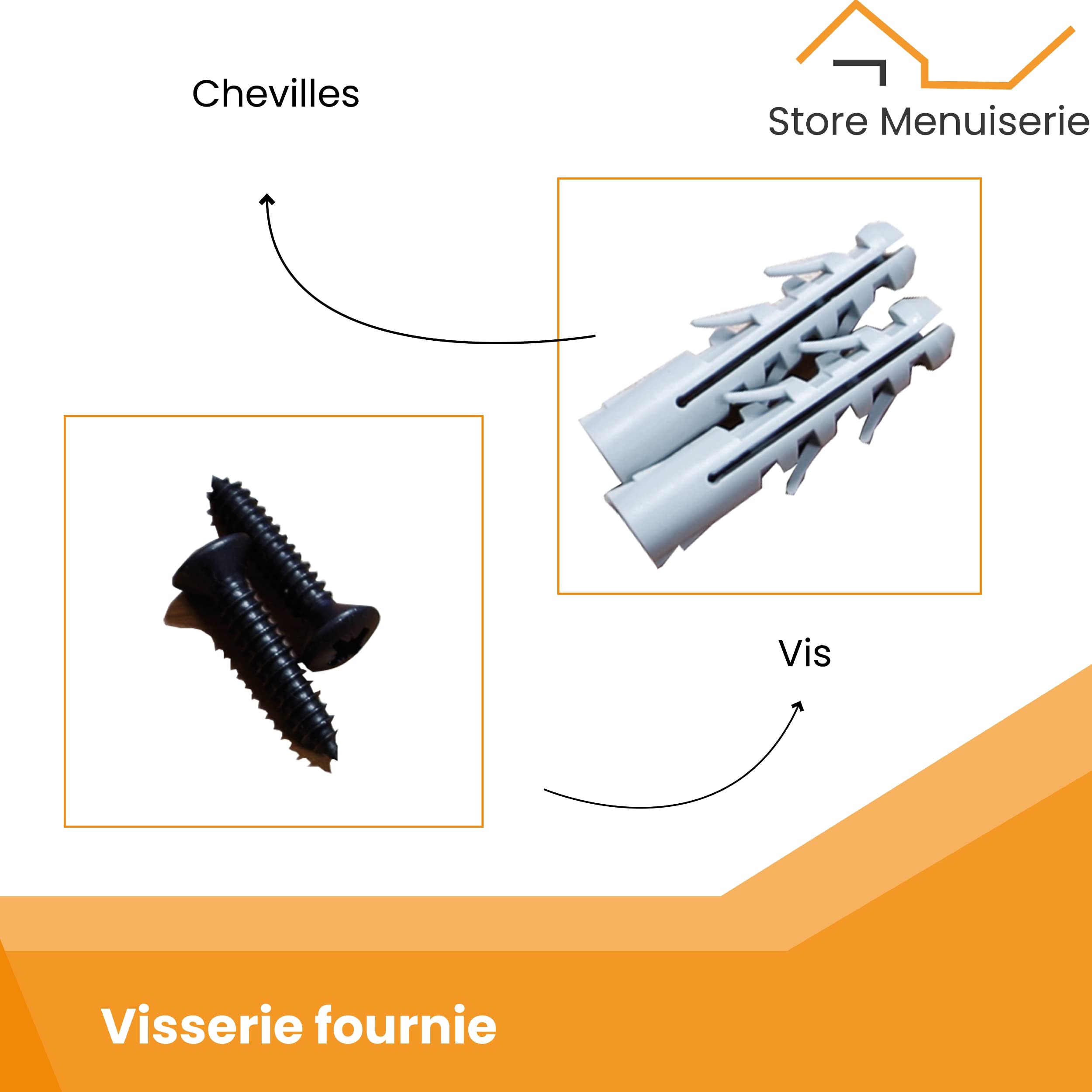 Arret Automatique de volet battant - Porte et Portail - Avec vis et chevilles - Fermeture butée pour blocage sécurité du volet - Epaisseur Maximum 50 mm - Matériau Aluminium couleur noir